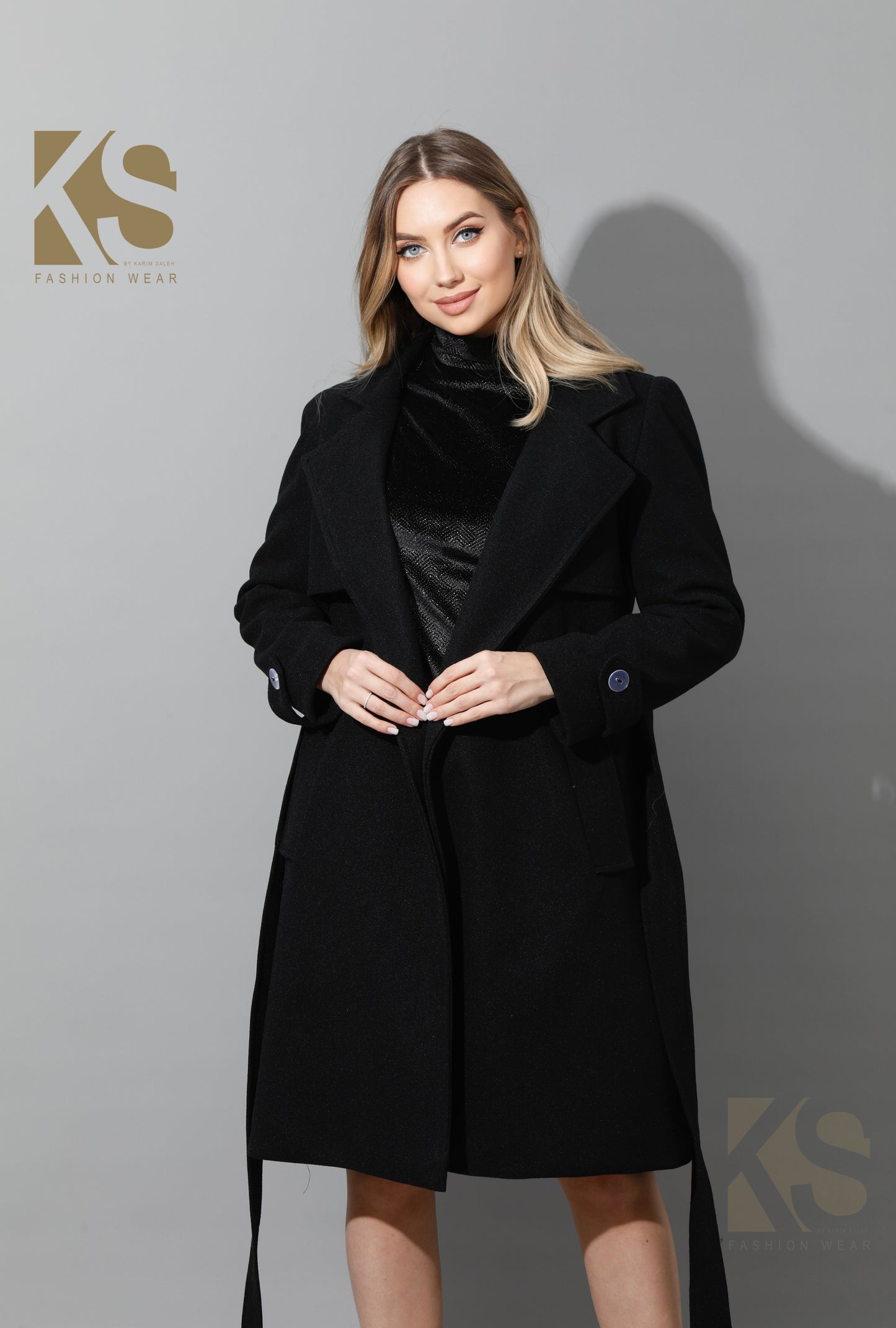 Wrapped Belted trench Coat - Black