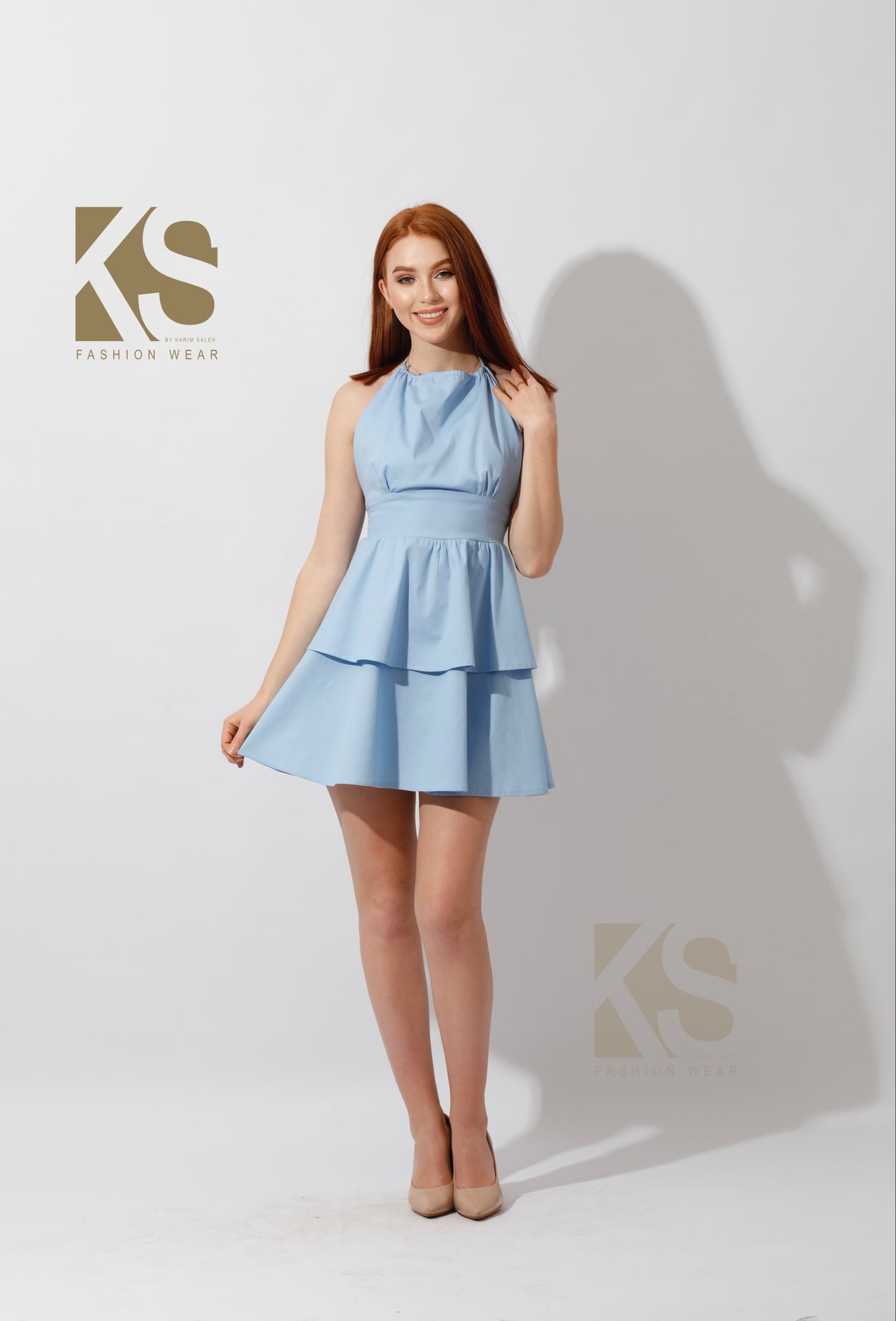 Short Backless Dress - Baby Blue
