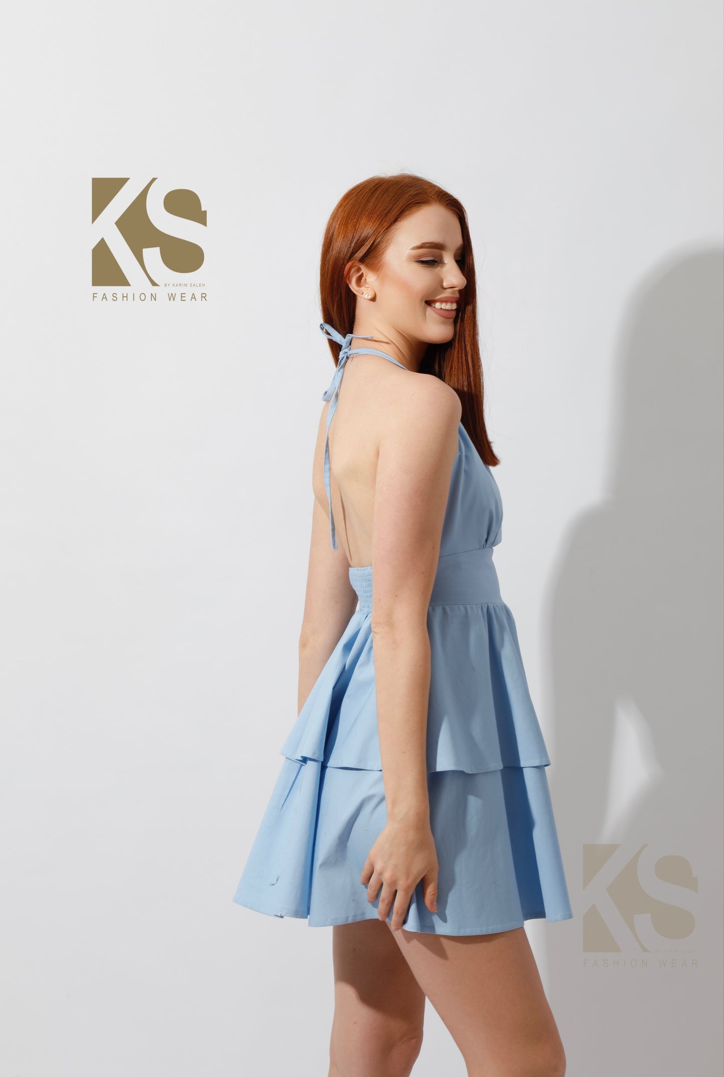 Short Backless Dress - Baby Blue