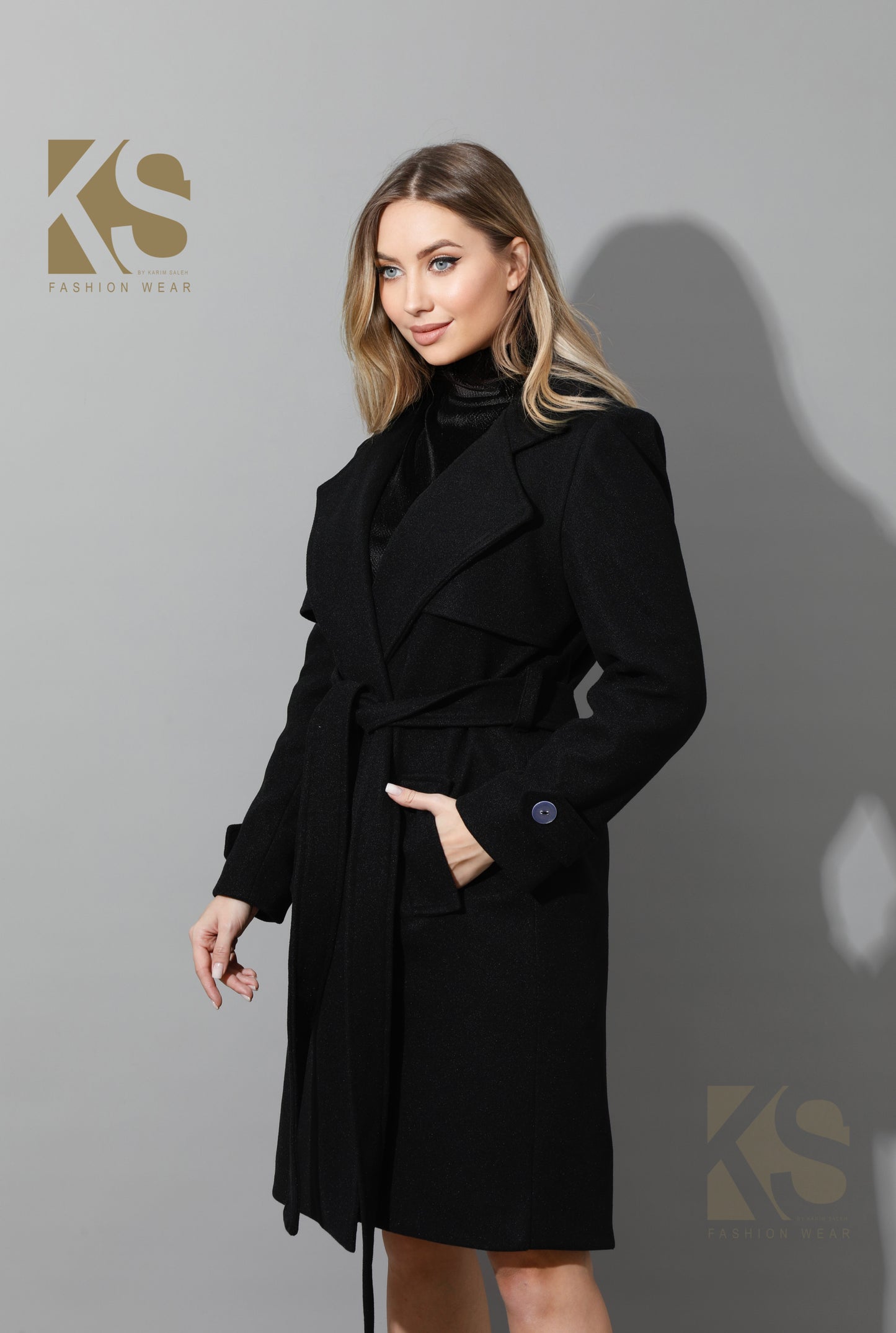 Wrapped Belted trench Coat - Black