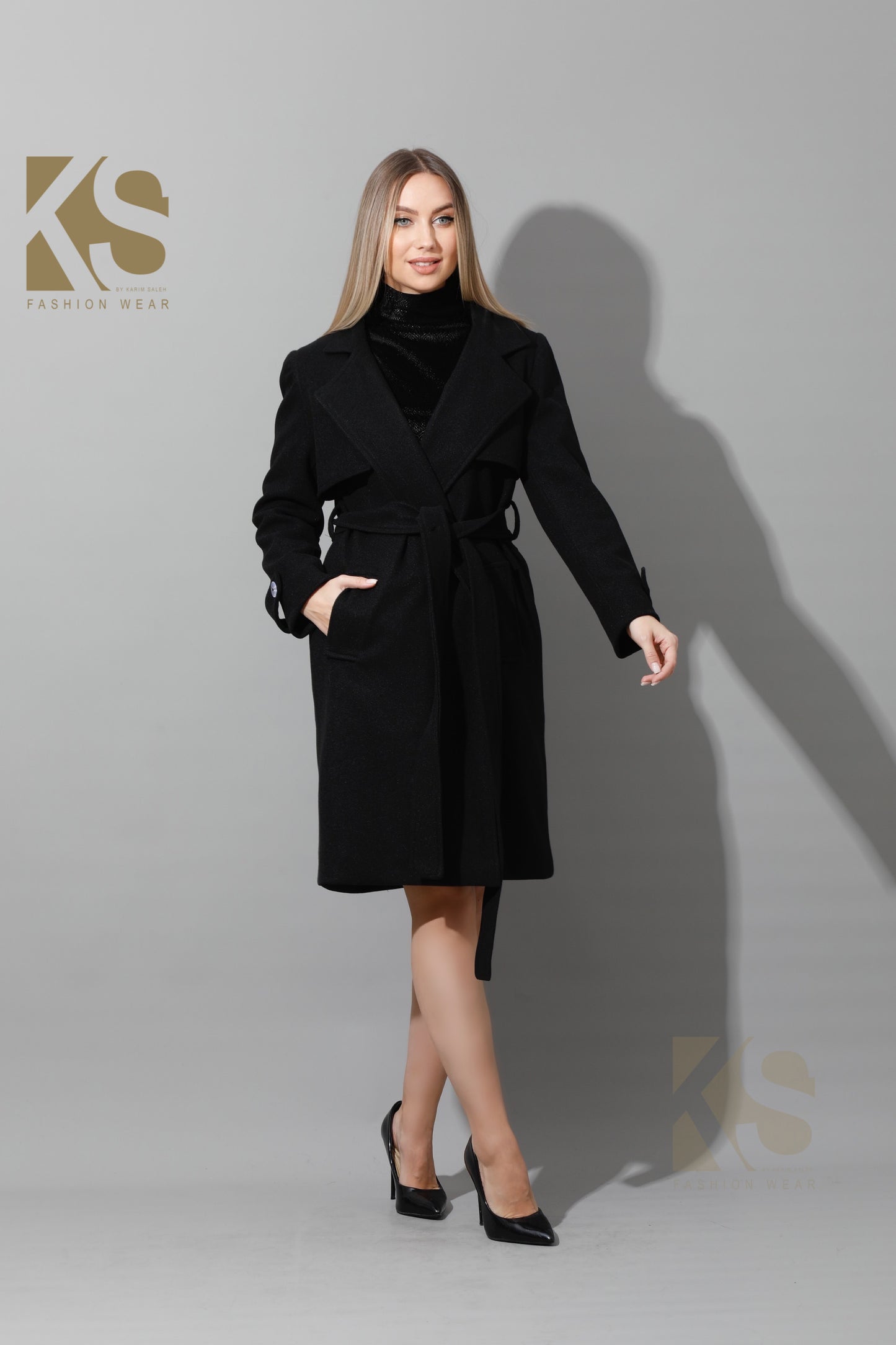 Wrapped Belted trench Coat - Black