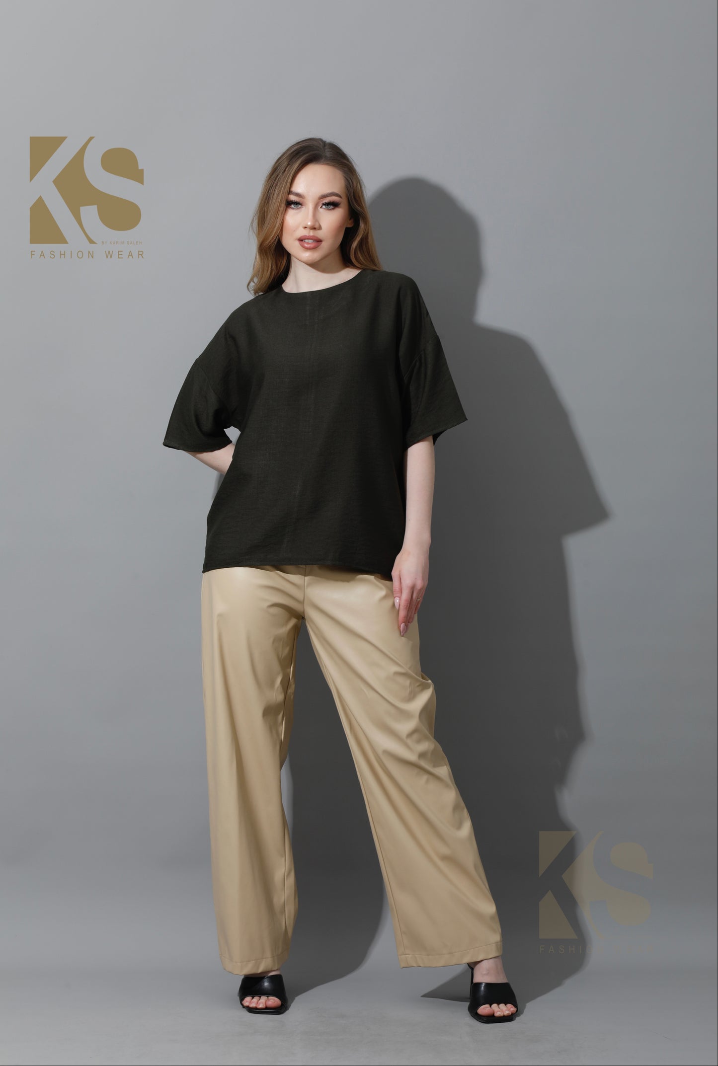Blouse With Half Sleeves - Olive
