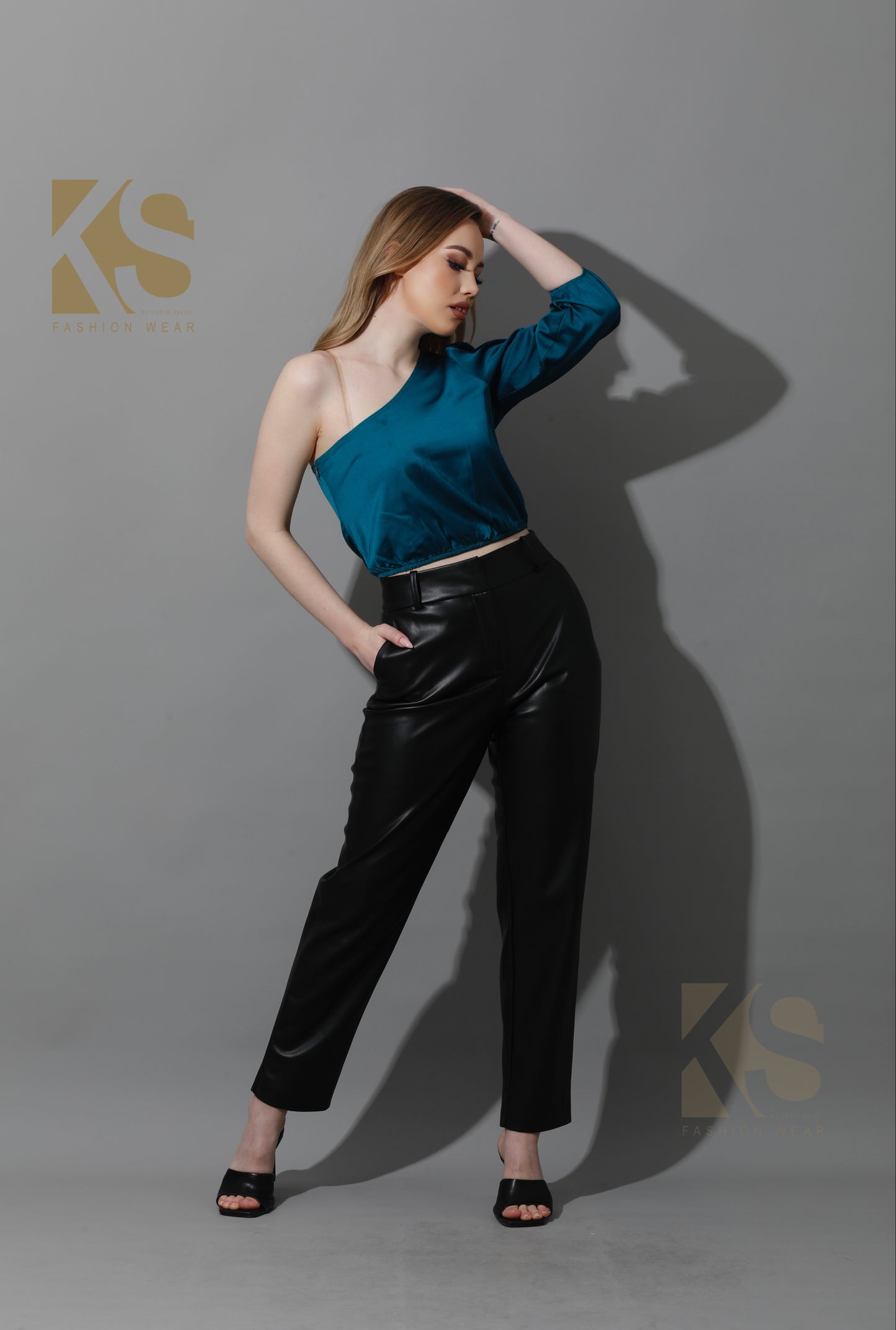 One Shoulder Blouse - Dark Green