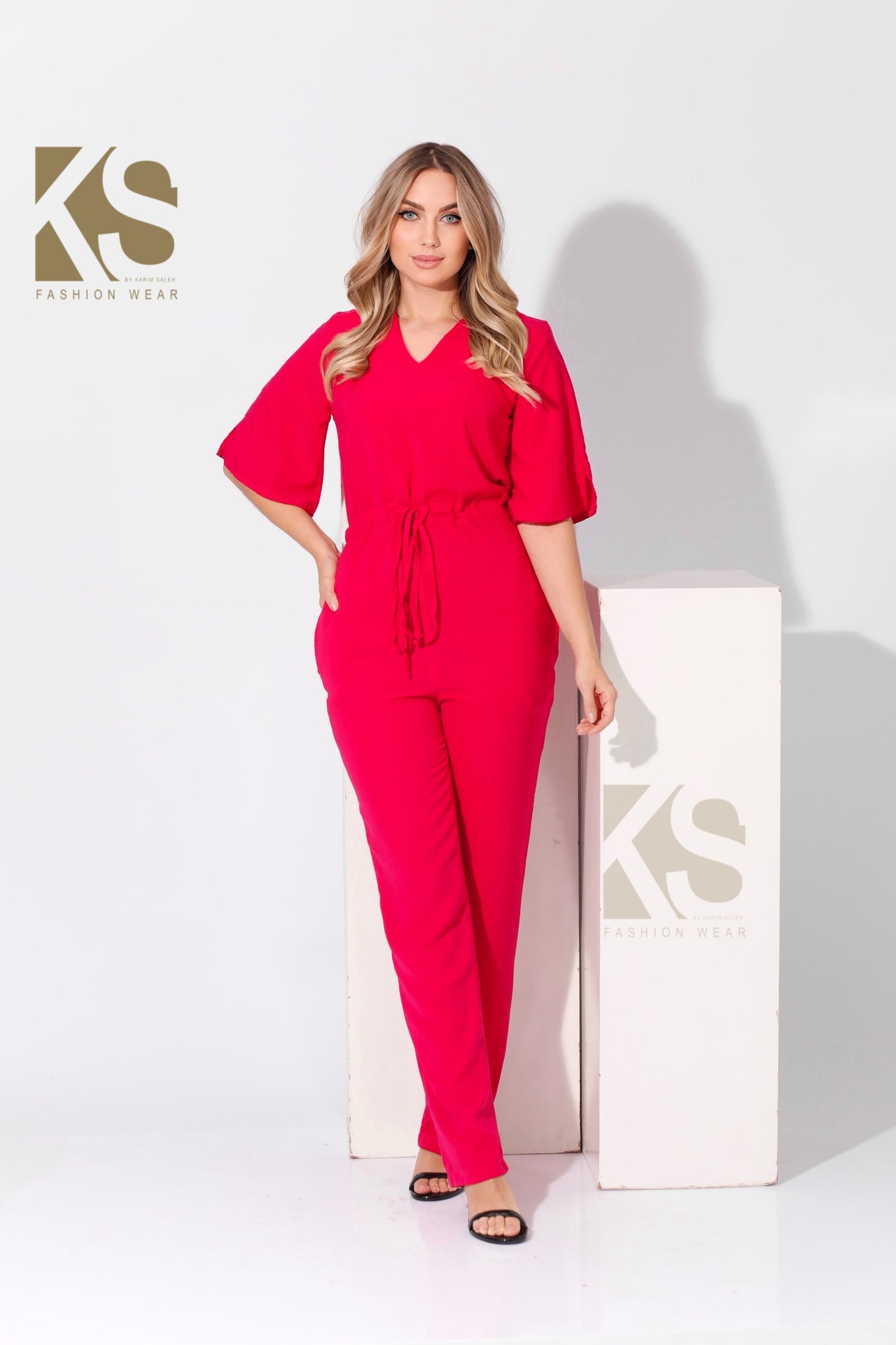Half sleeves Jumpsuit - Barbie Pink