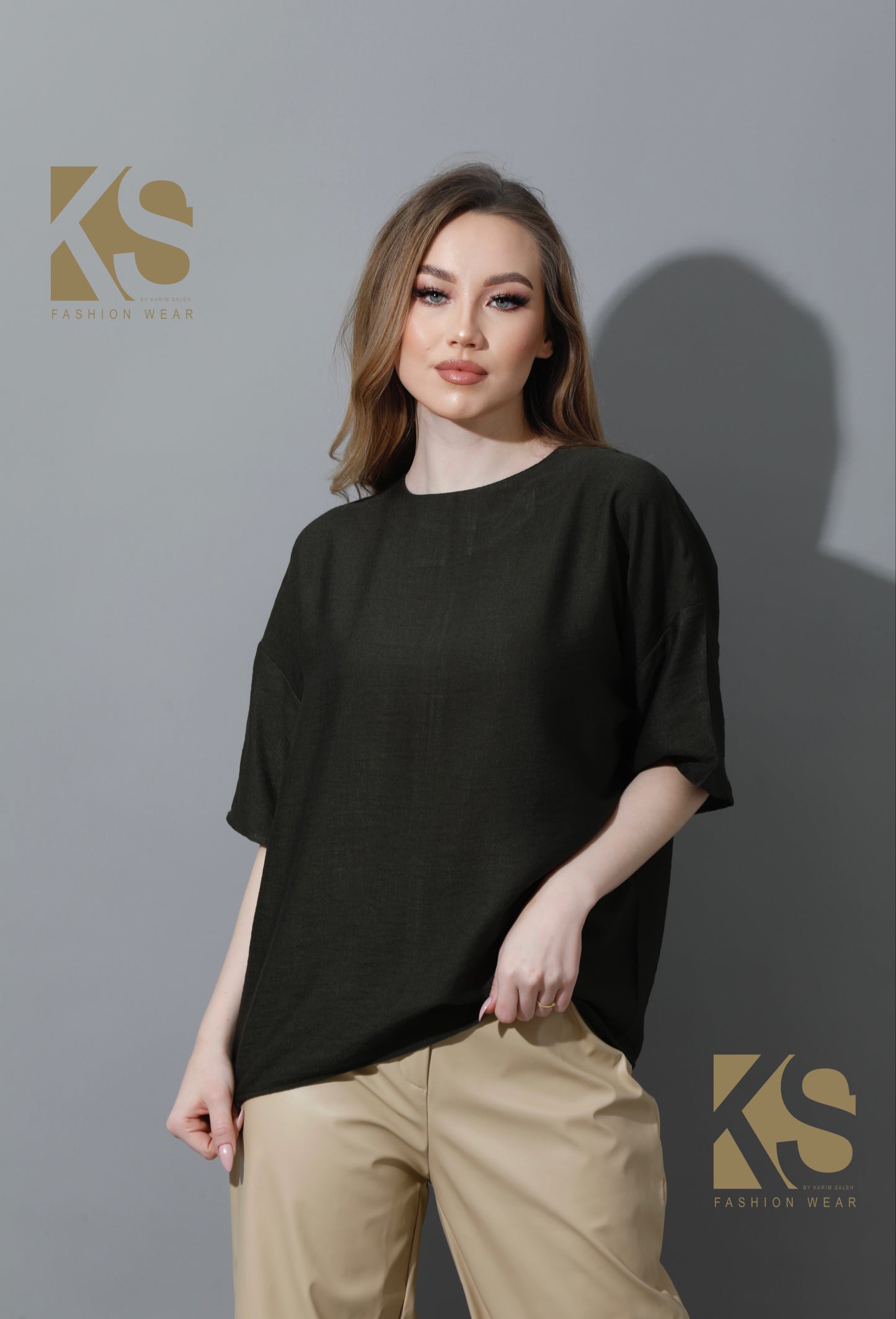 Blouse With Half Sleeves - Olive