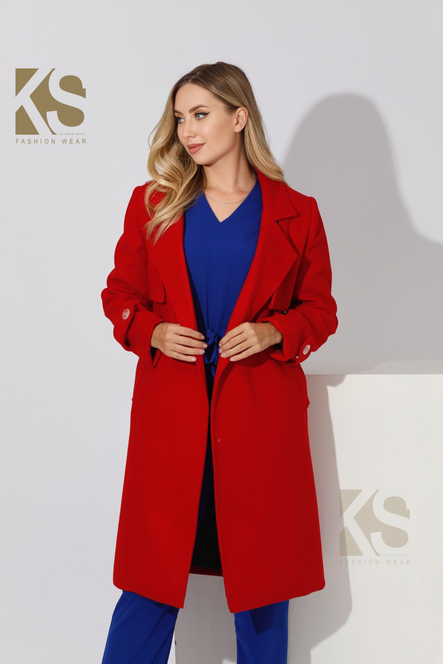 Wrapped Belted trench Coat - Red