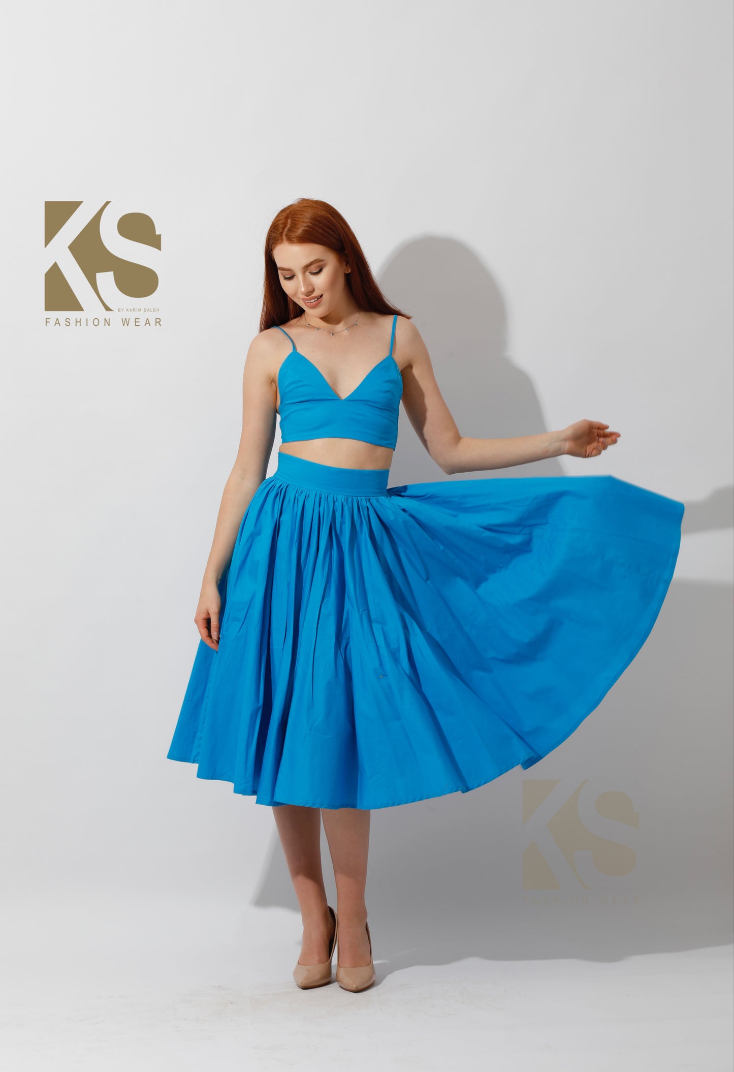 Co-Ord Flared Skirt - Blue