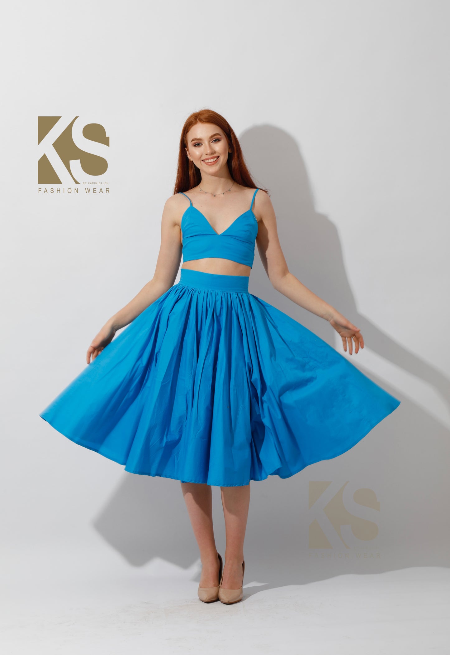 Co-Ord Flared Skirt - Blue
