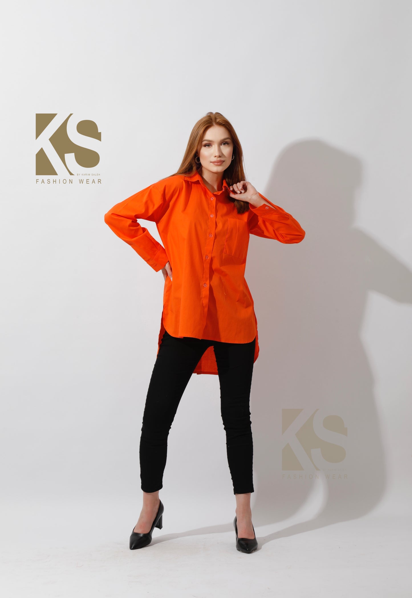 Buttons Back Shirt - Orange