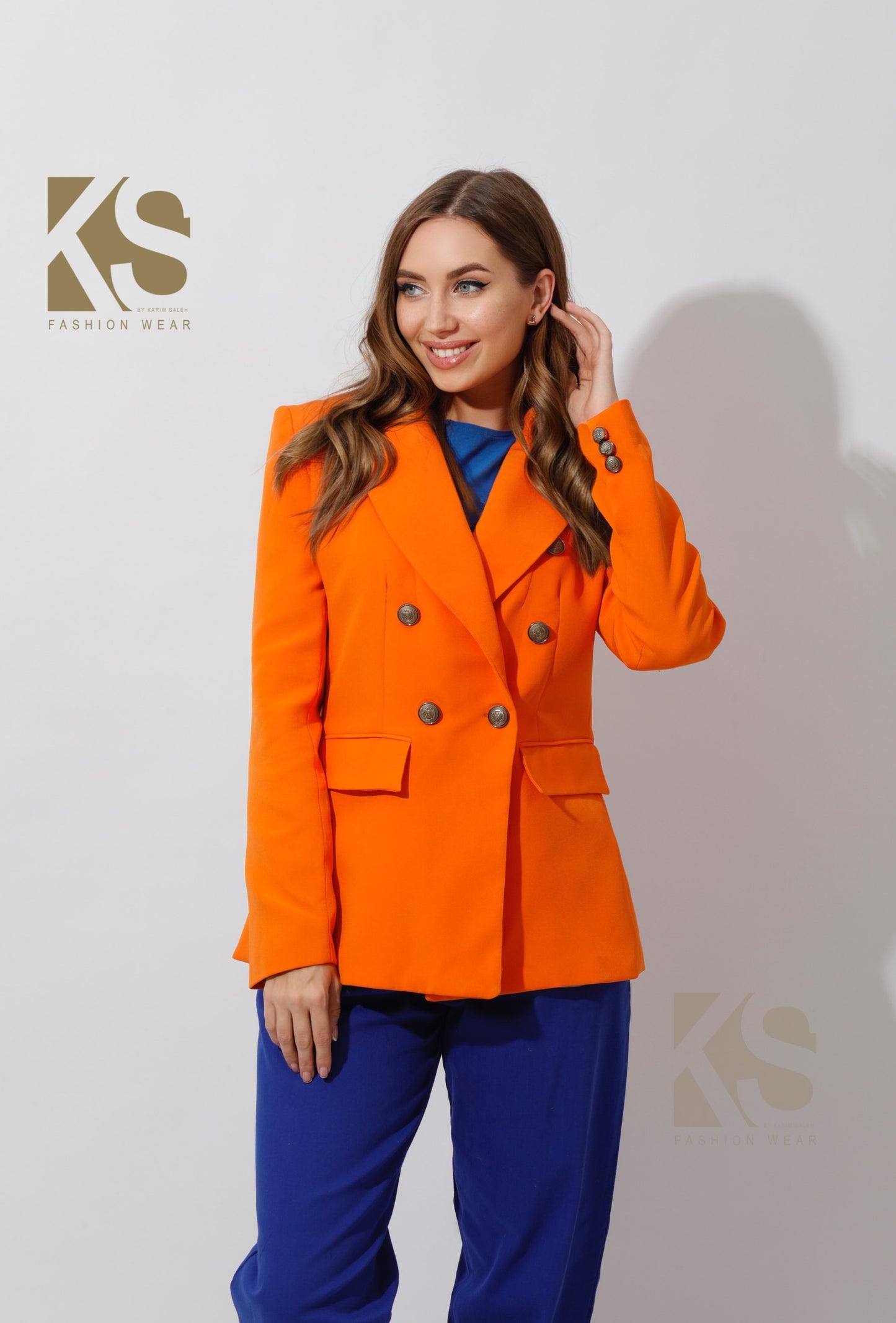 Double Breasted Blazer - Orange