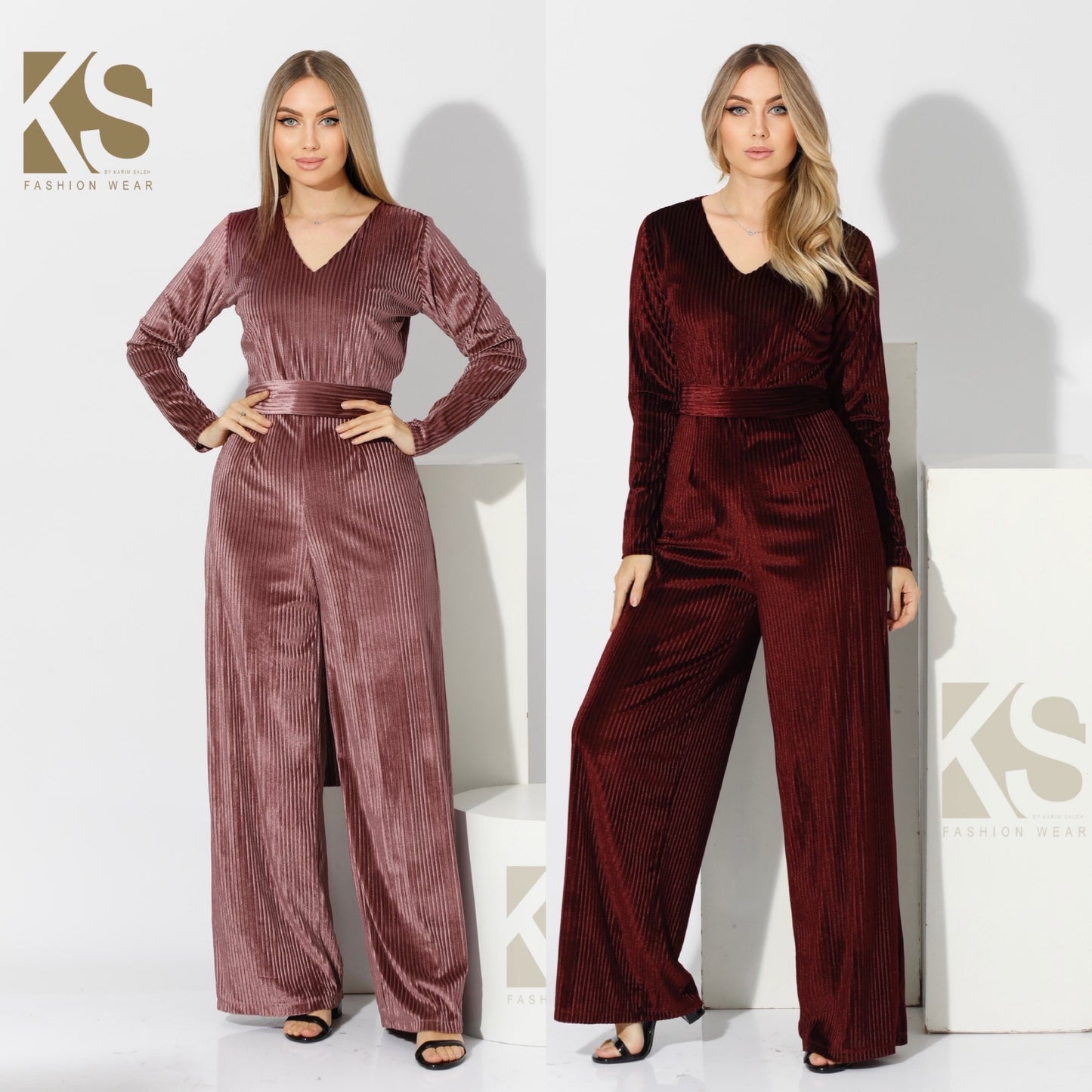 Velvet wide leg Jumpsuit- Maroon