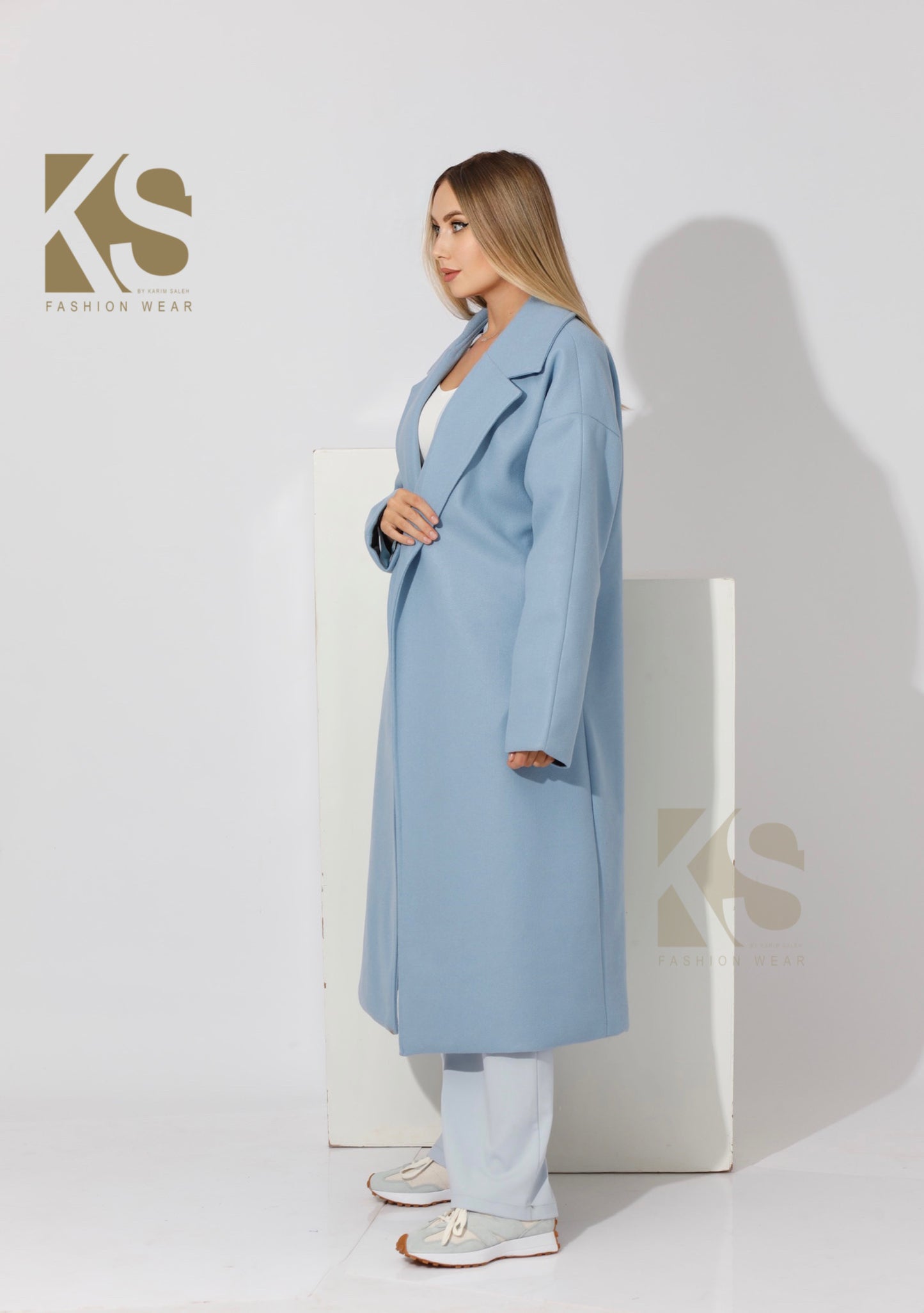 Oversized Wrapped Coat - Sky Blue