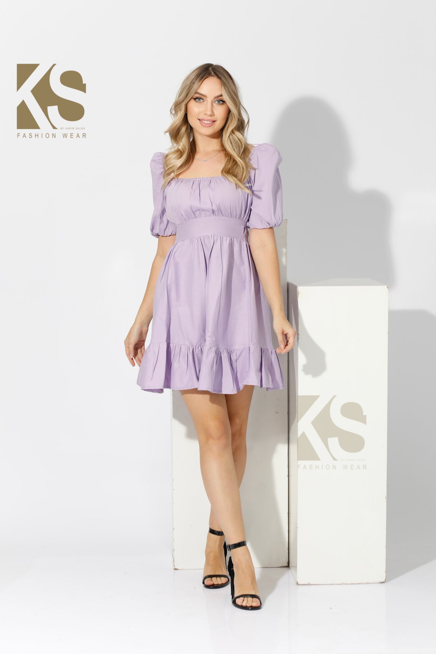 Short Dress with Back Bow tie - Lilac