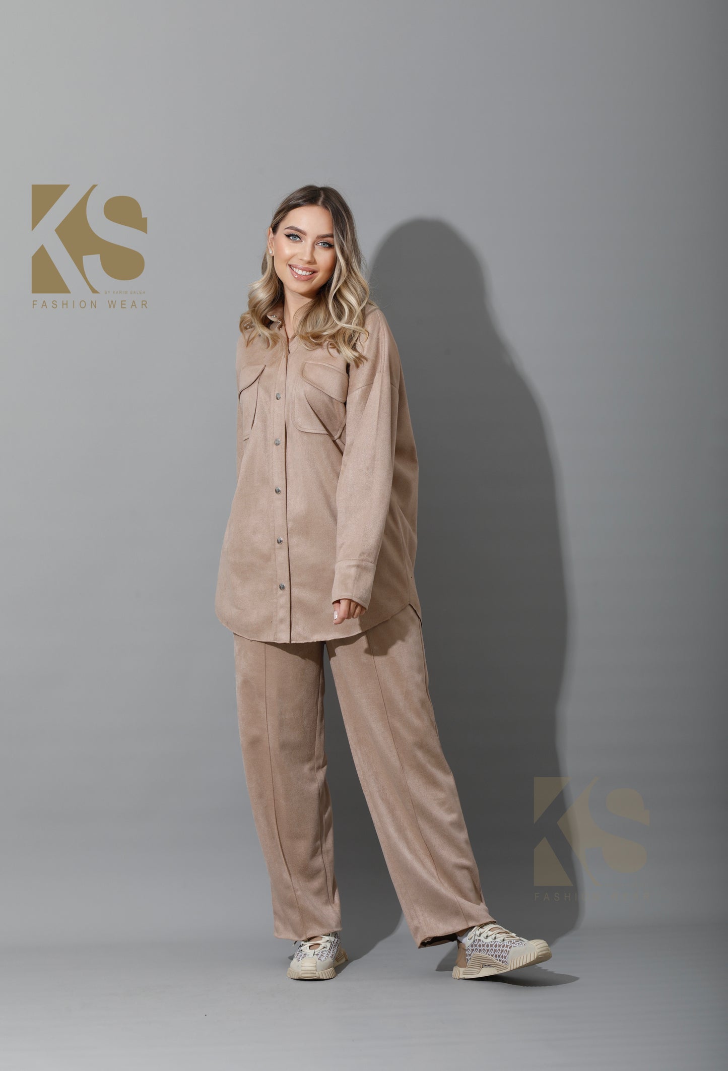 Suede Trousers - Beige