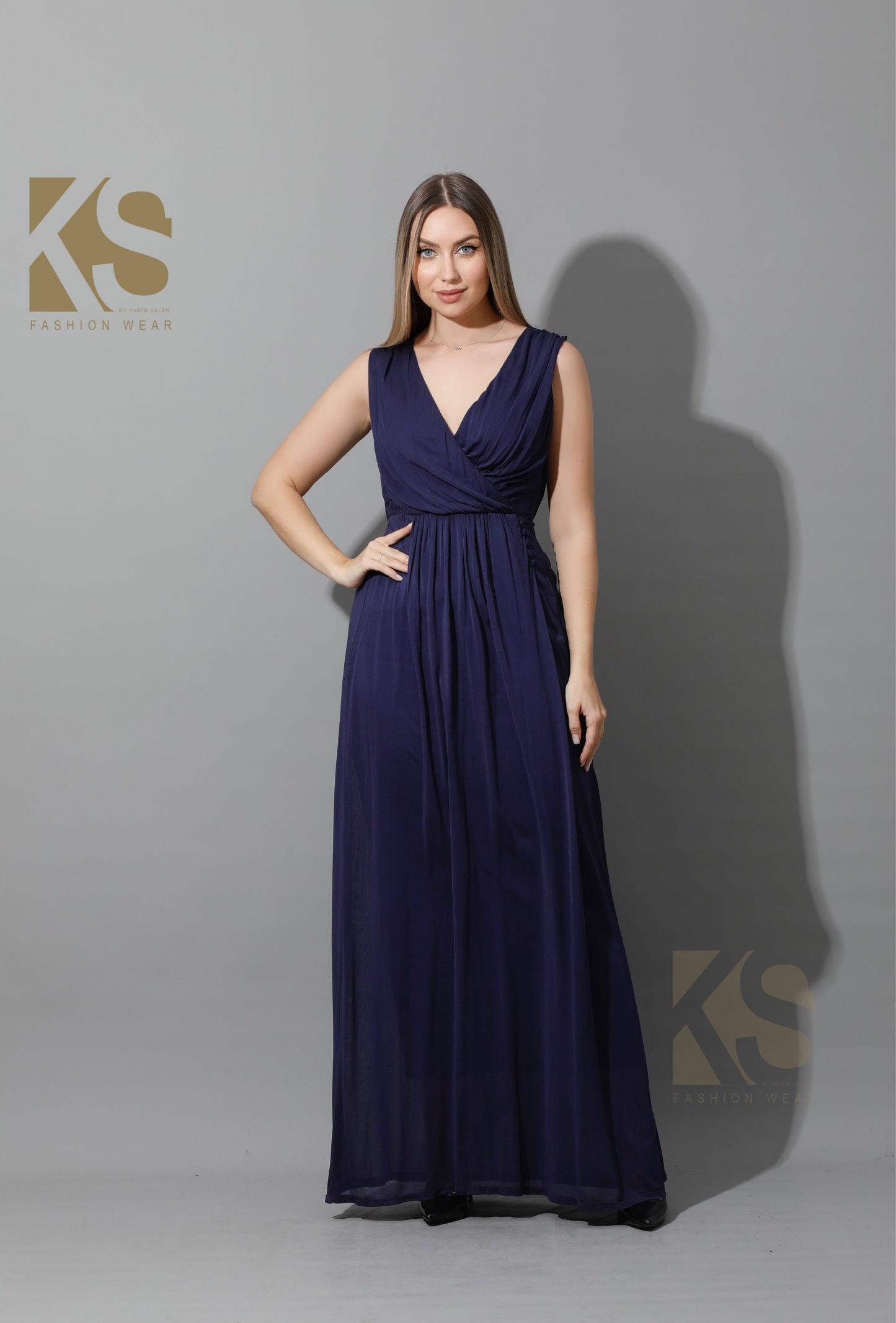 KOMA Designs : Chiffon Maxi Dress - Navy