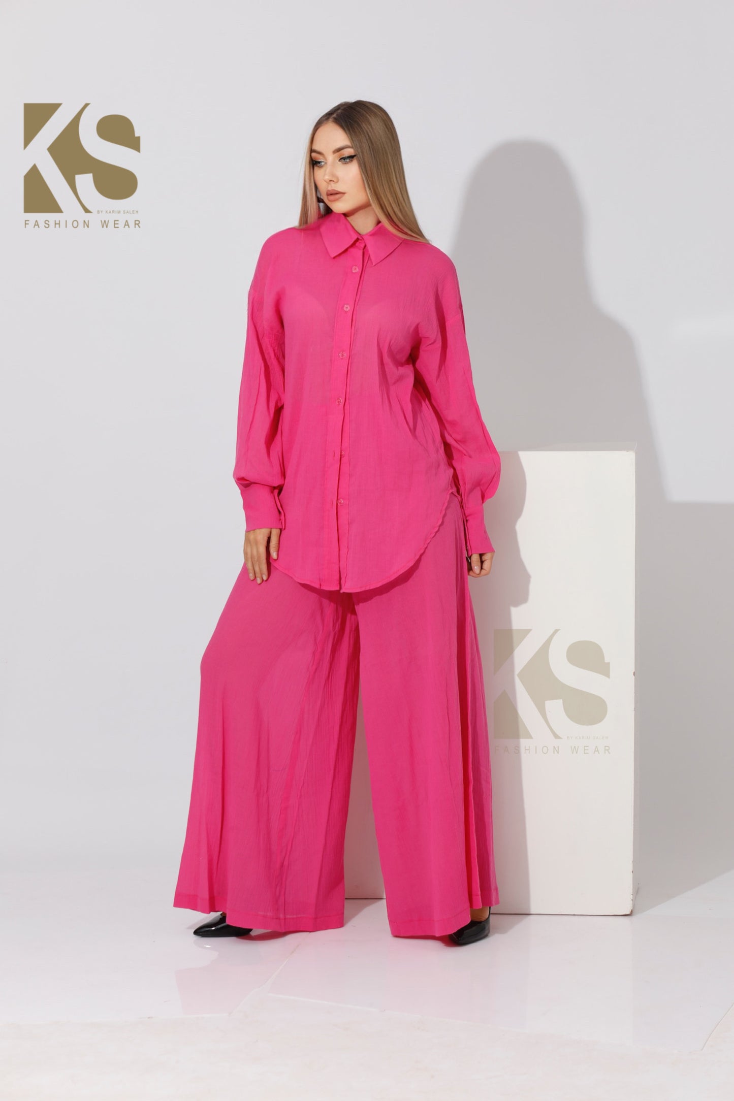 Co-ord Shirt & Trousers - Barbie Pink