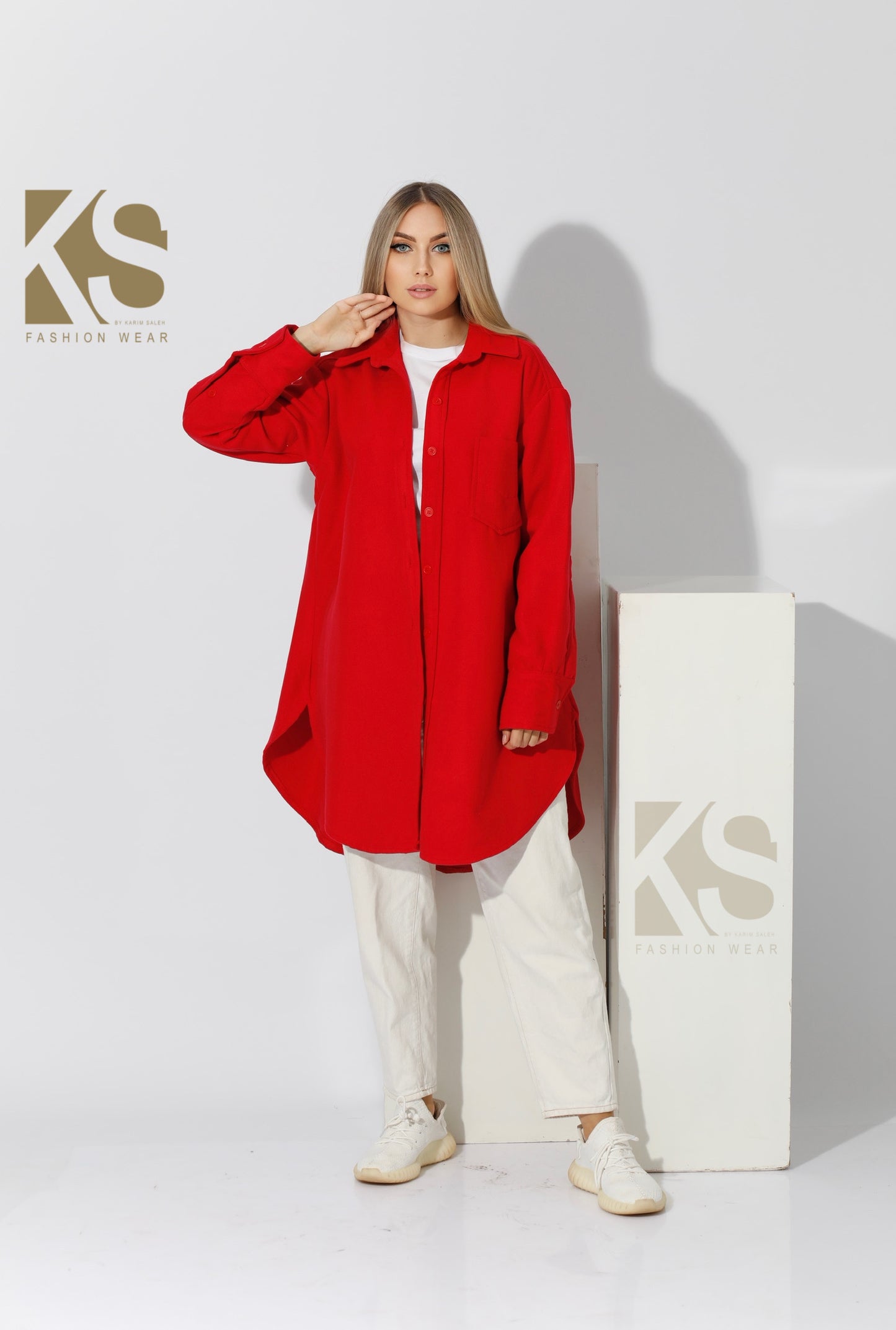 Woolen Oversized Shirt - Red