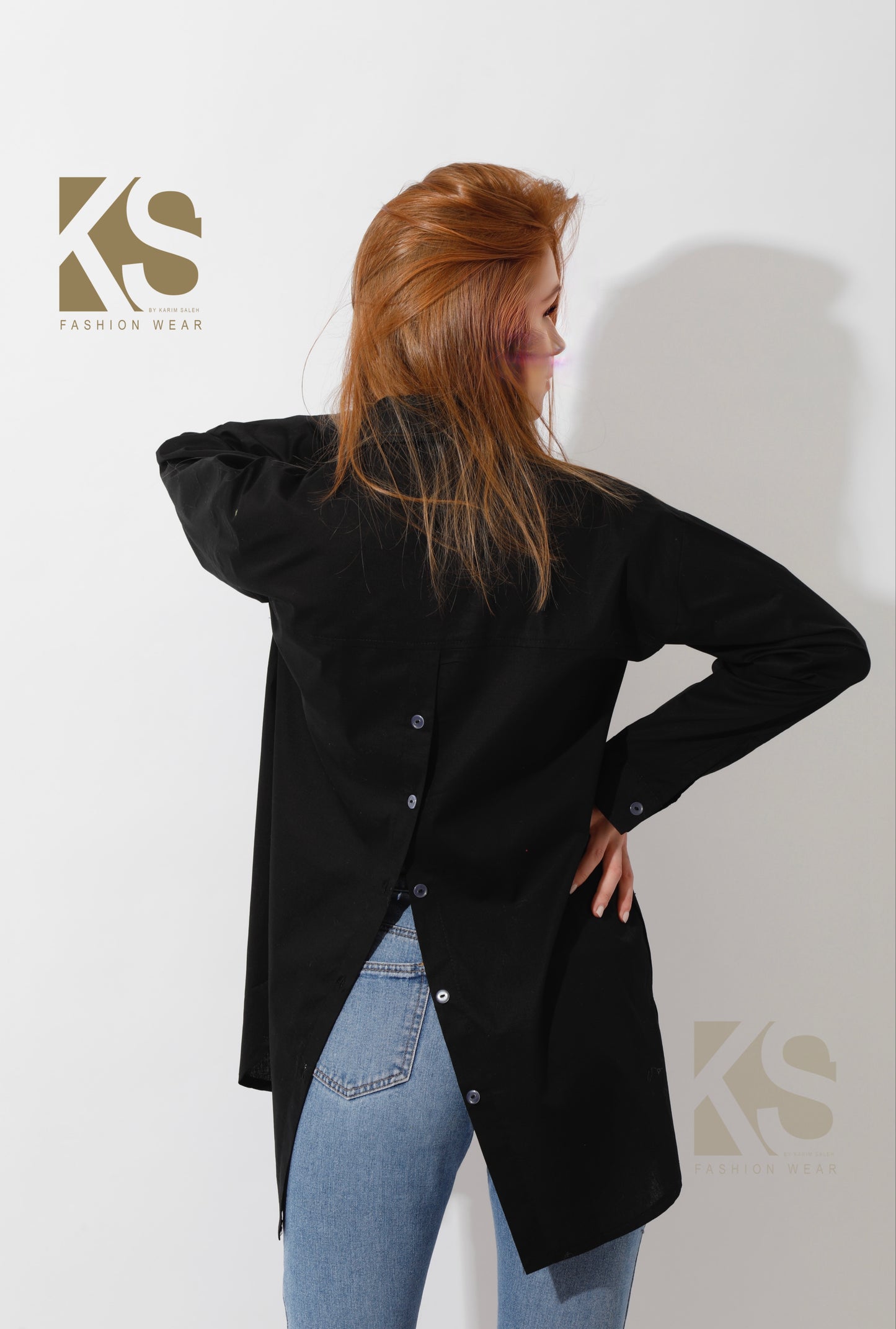 Buttons Back Shirt - Black