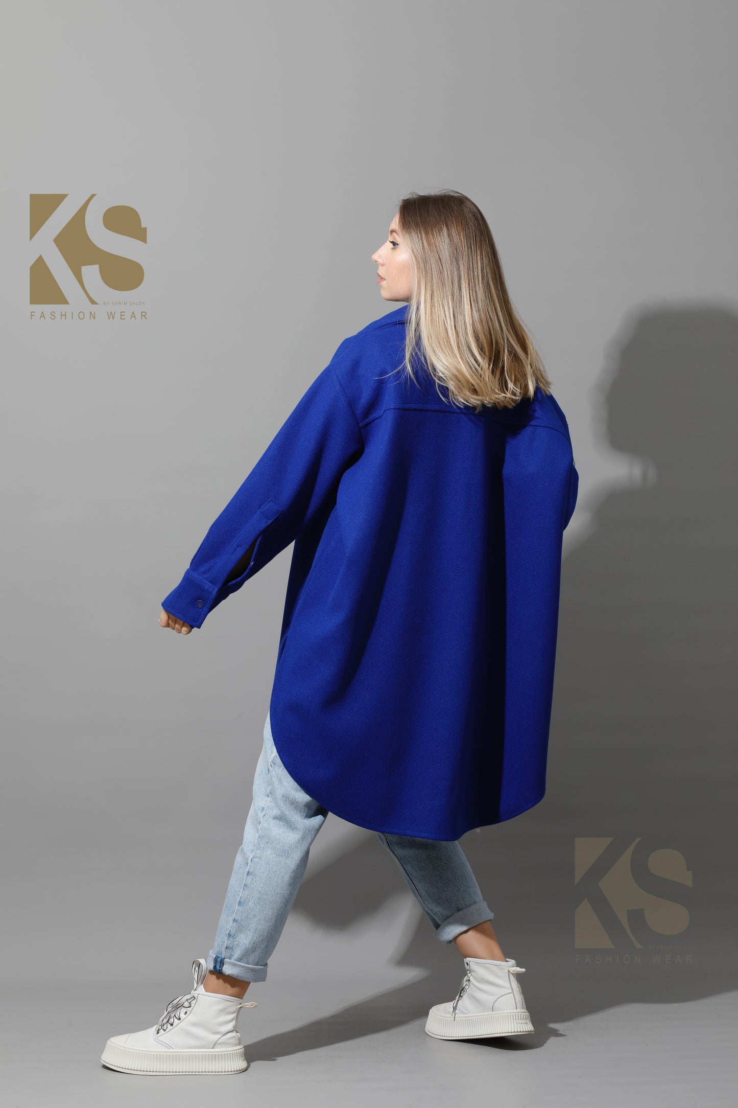 Woolen Oversized Shirt - Electric Blue