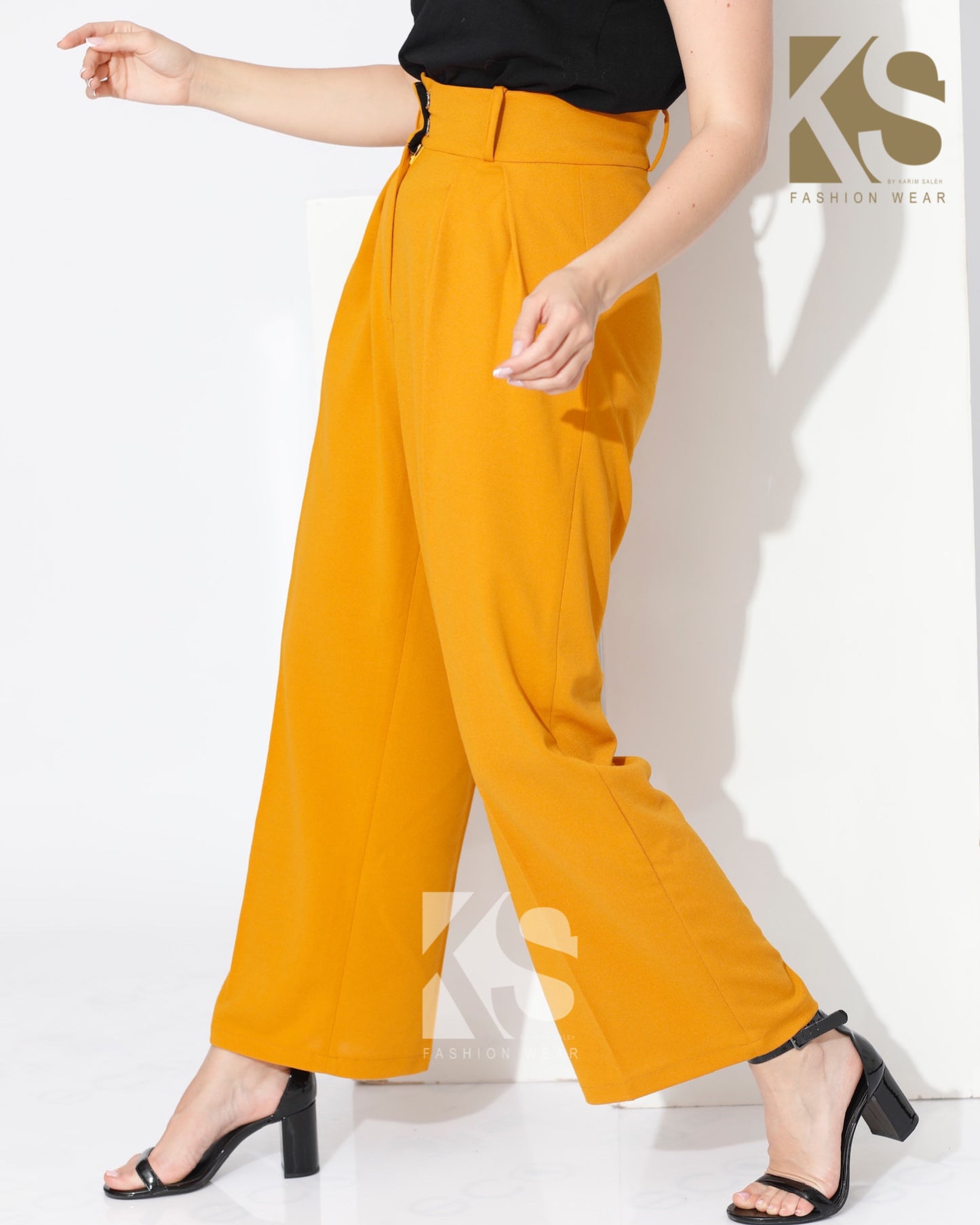 High Waist Trousers - Yellow