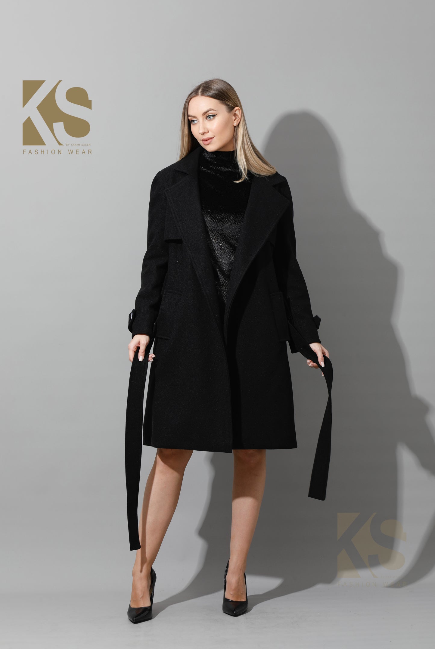Wrapped Belted trench Coat - Black