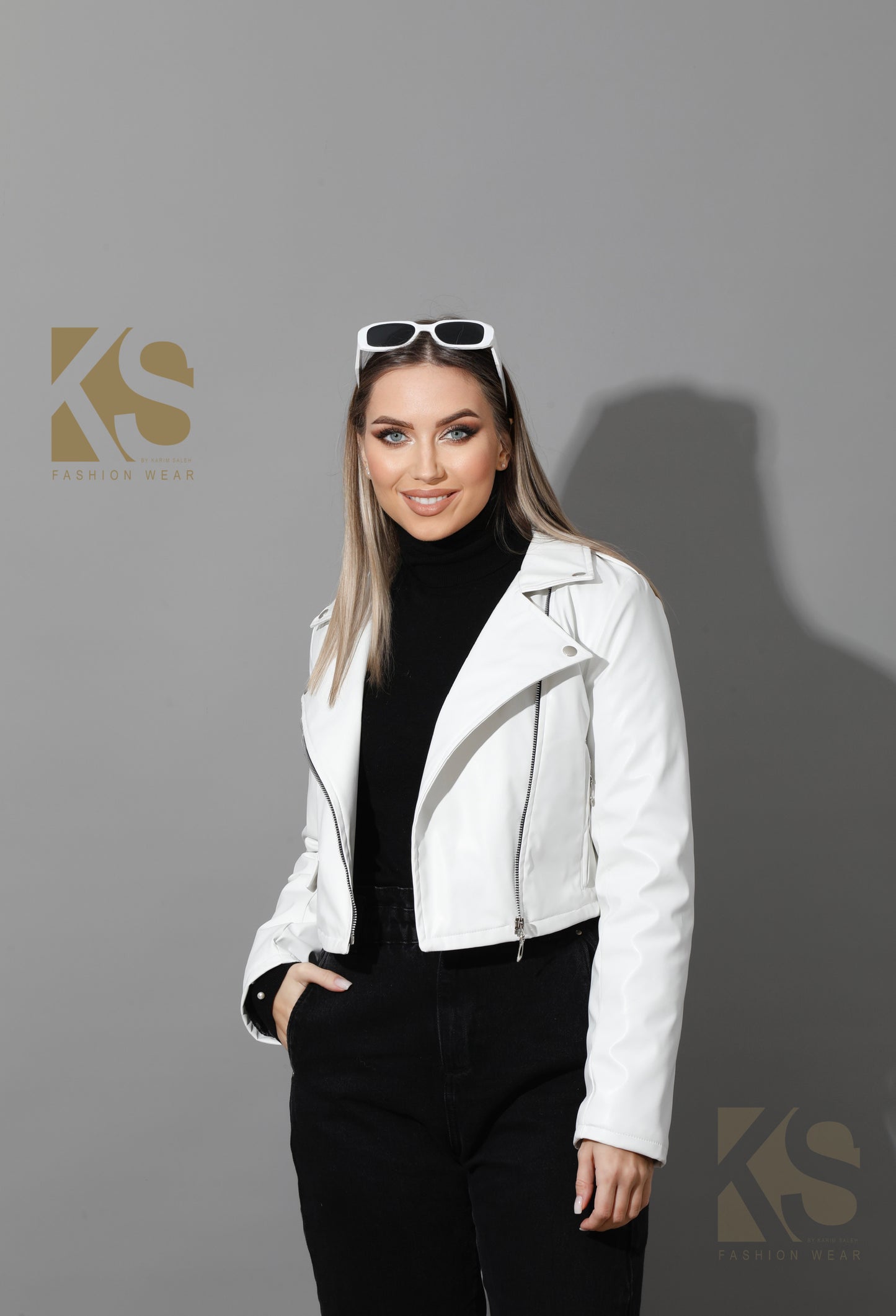 Leather Biker Jacket - White