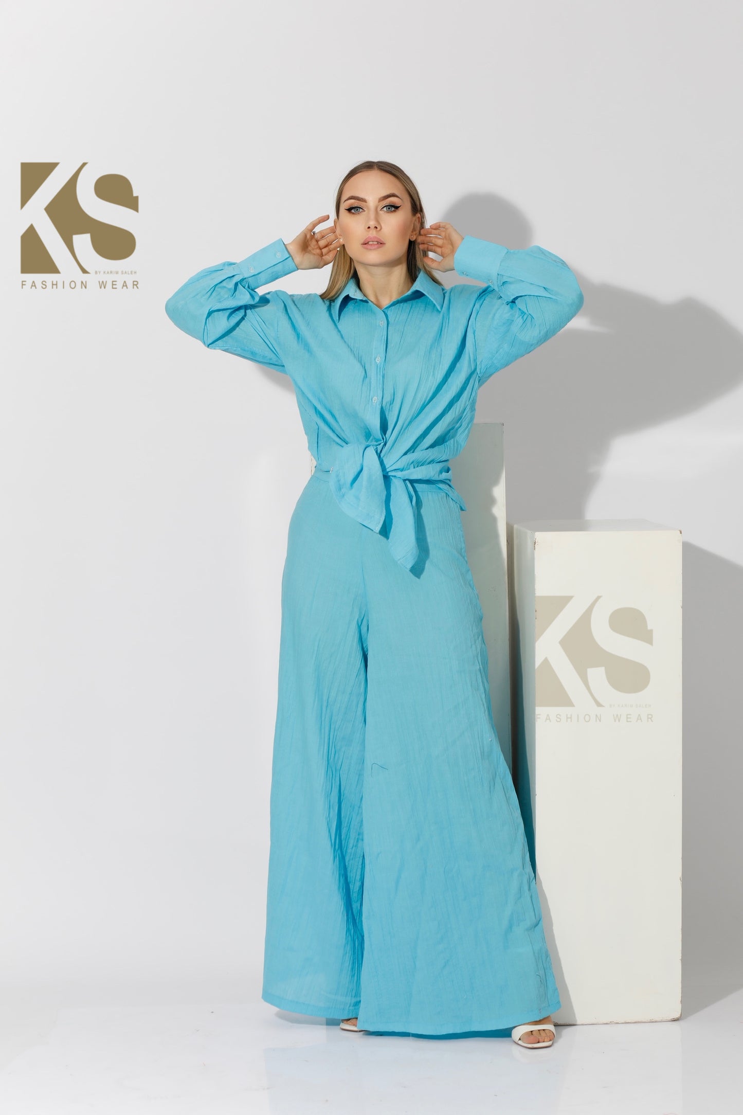Co-ord Shirt & Trousers - Sky Blue