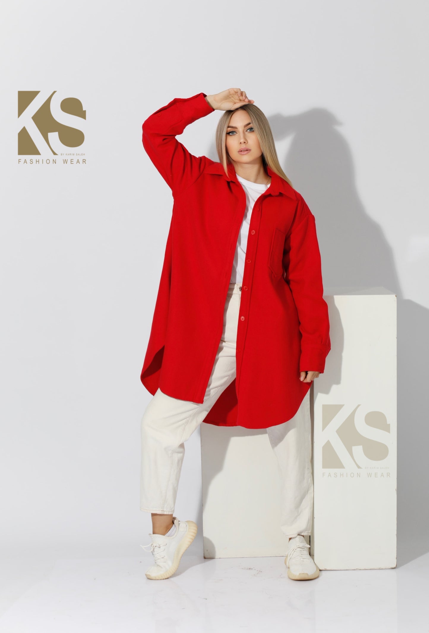Woolen Oversized Shirt - Red