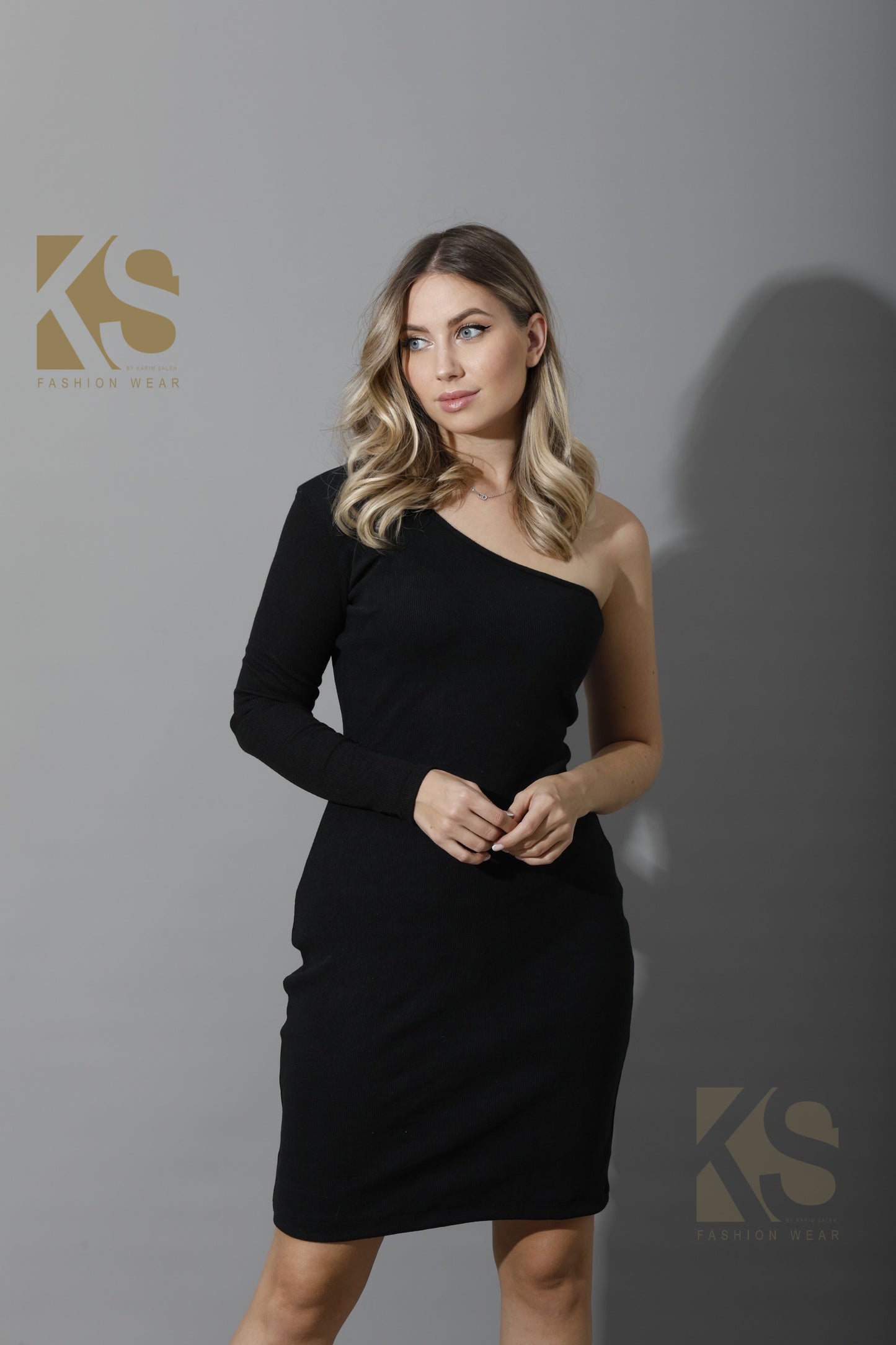 Slinky One Shoulder Bodycon Dress - Black