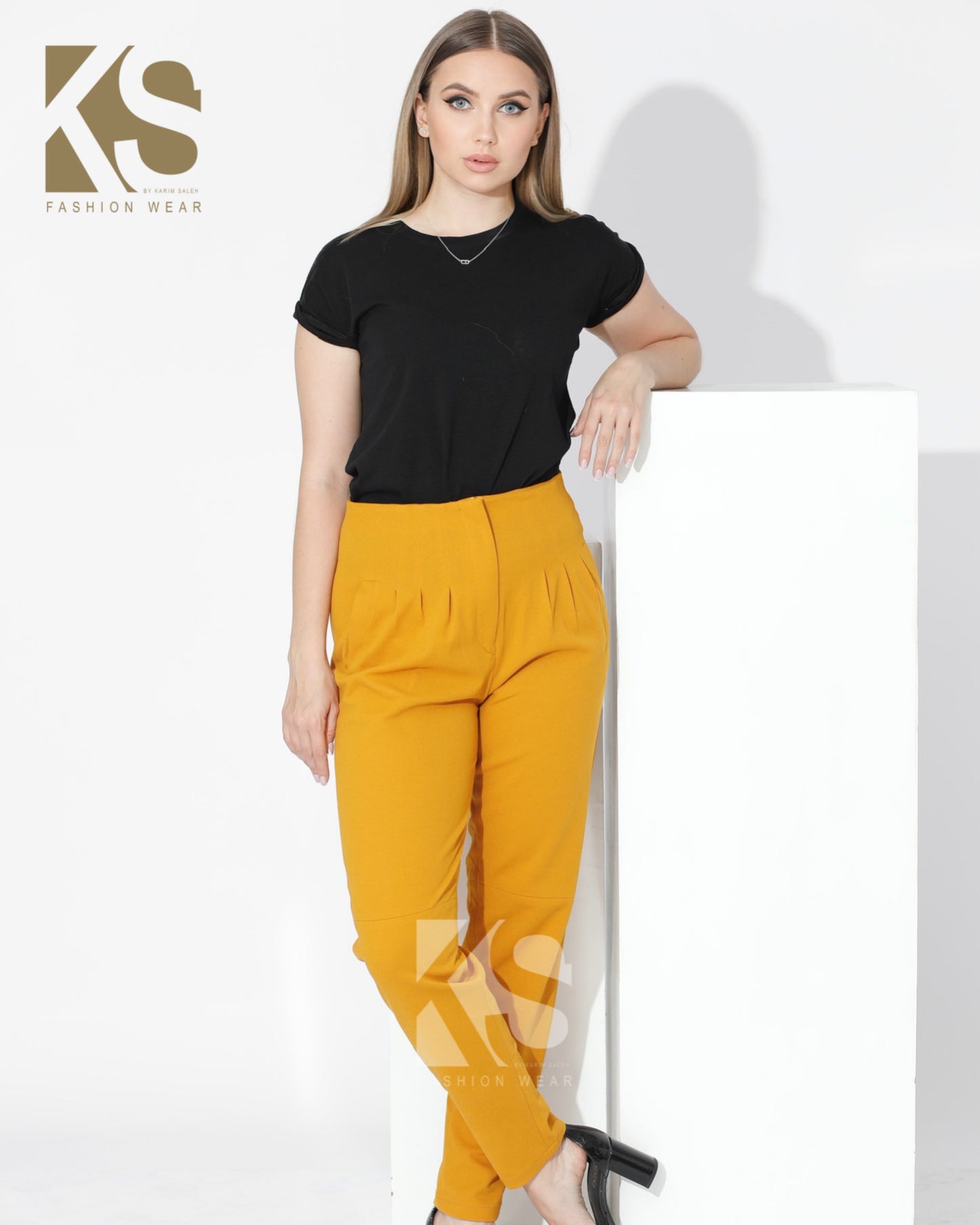 High Waist Trousers - Yellow