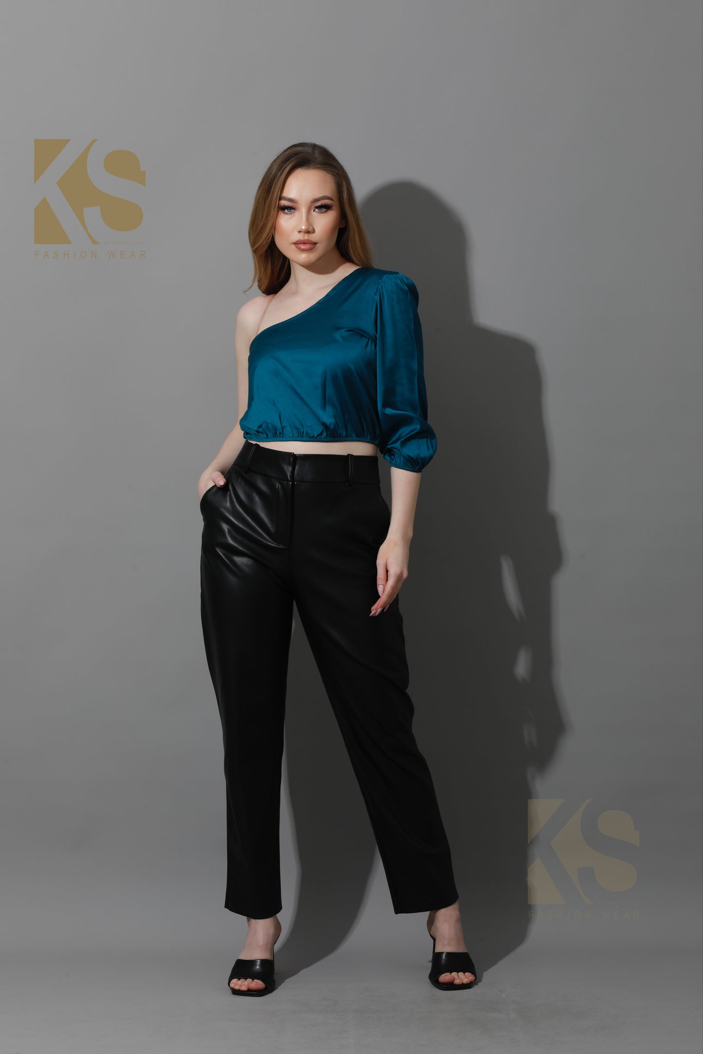 One Shoulder Blouse - Dark Green