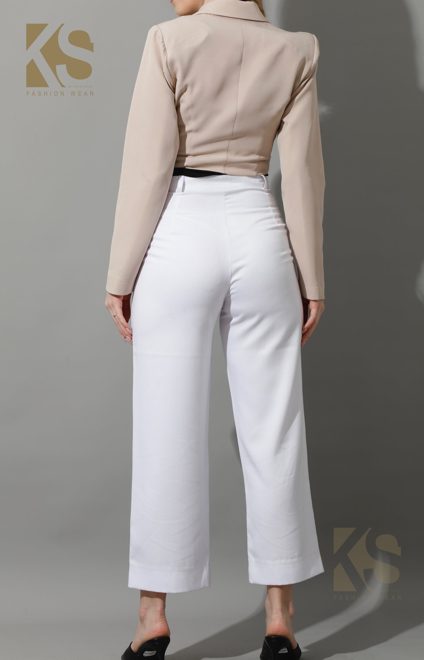 Cropped wide leg pants - White
