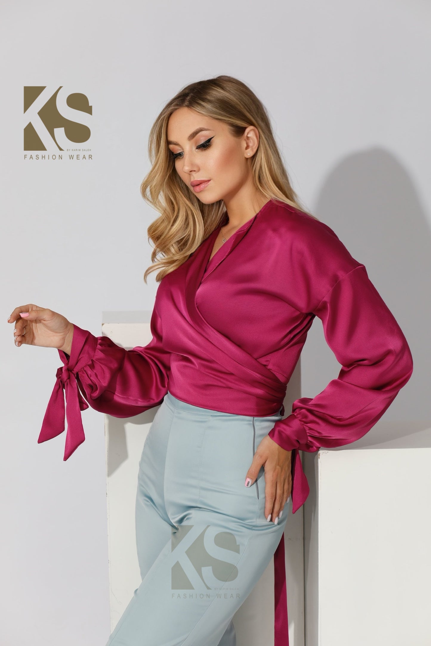 Wrap Tie Blouse - Orchid Purple