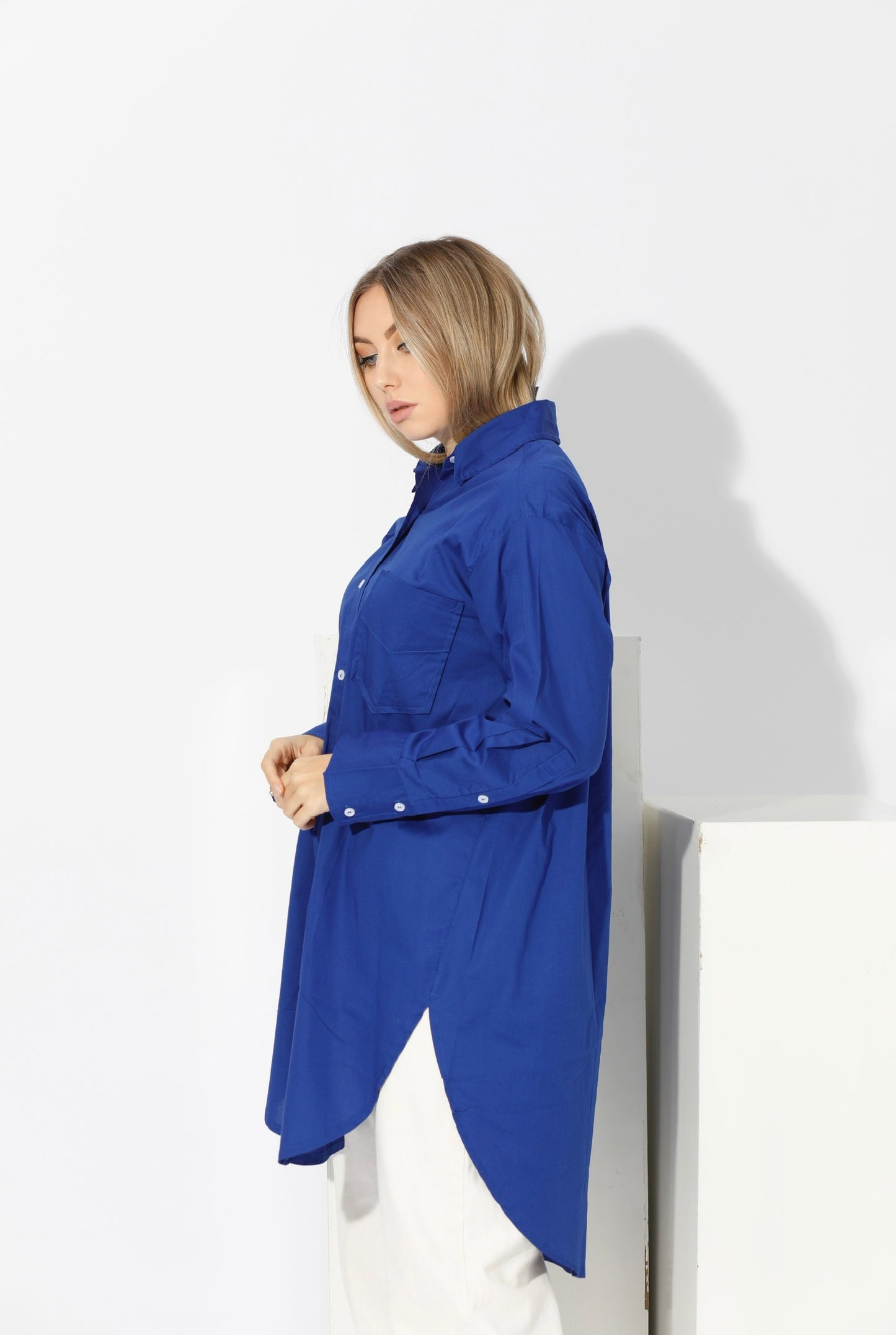 Oversized Shirt Dress - Electric Blue