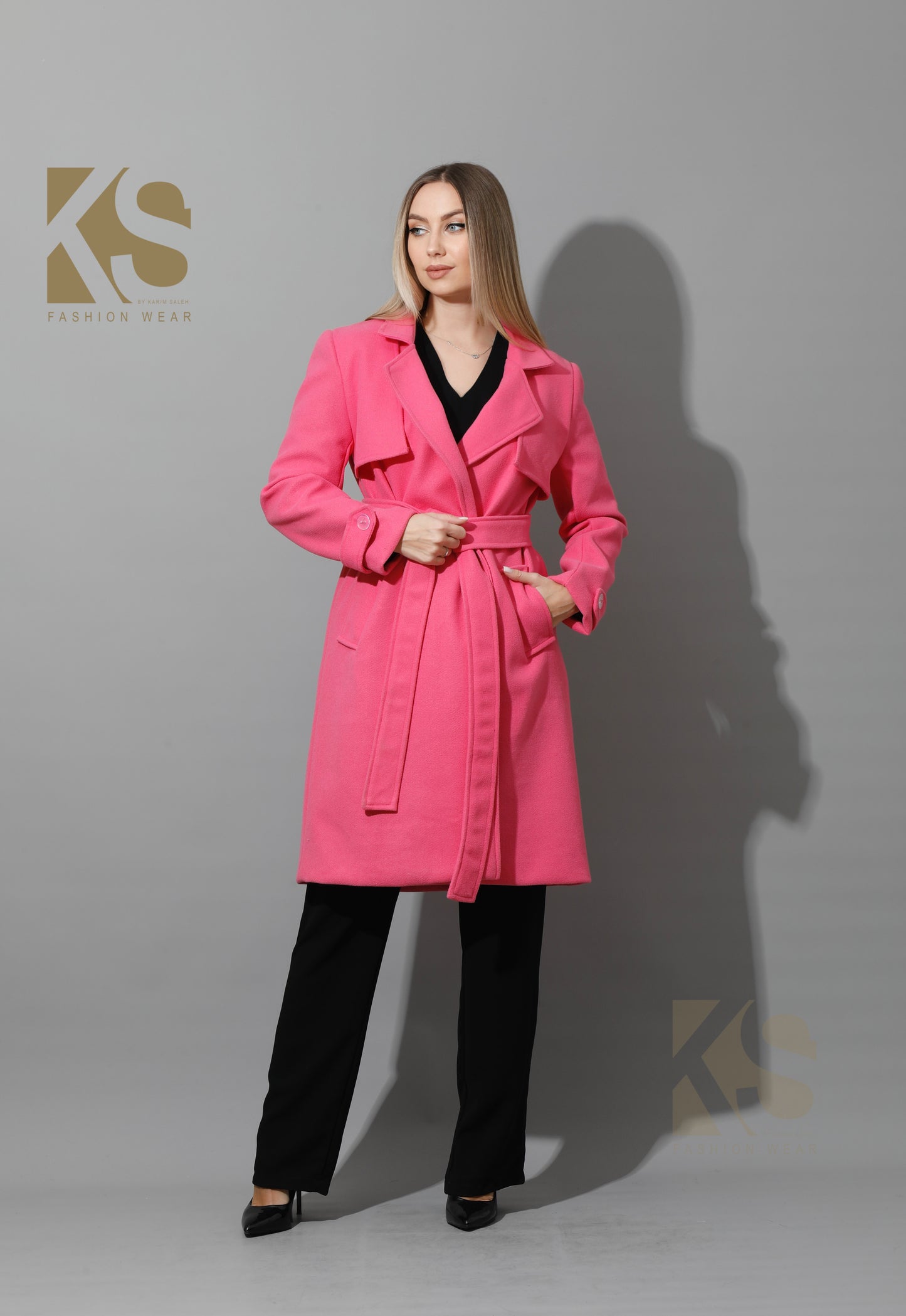 Wrapped Belted trench Coat - Barbie Pink