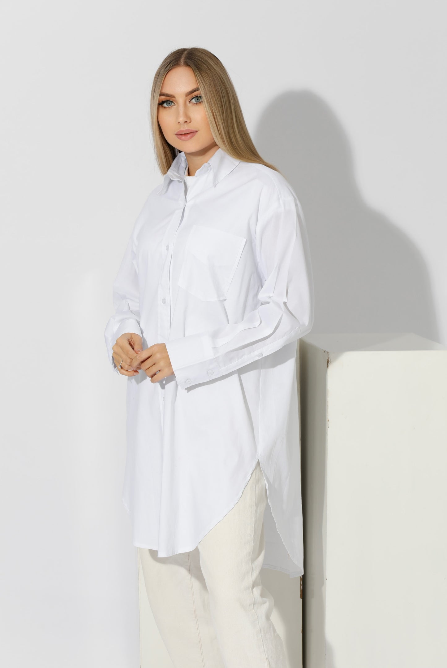 Oversized Shirt Dress - White