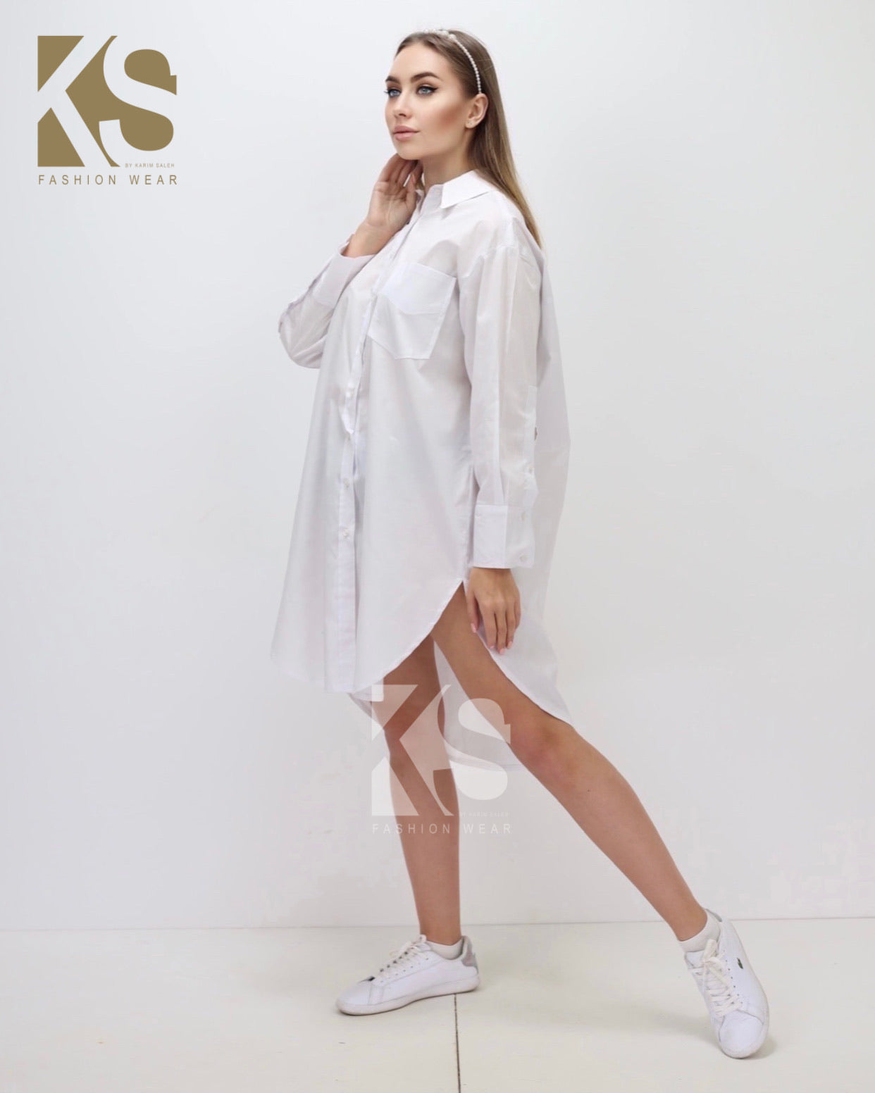 Oversized Shirt Dress - White