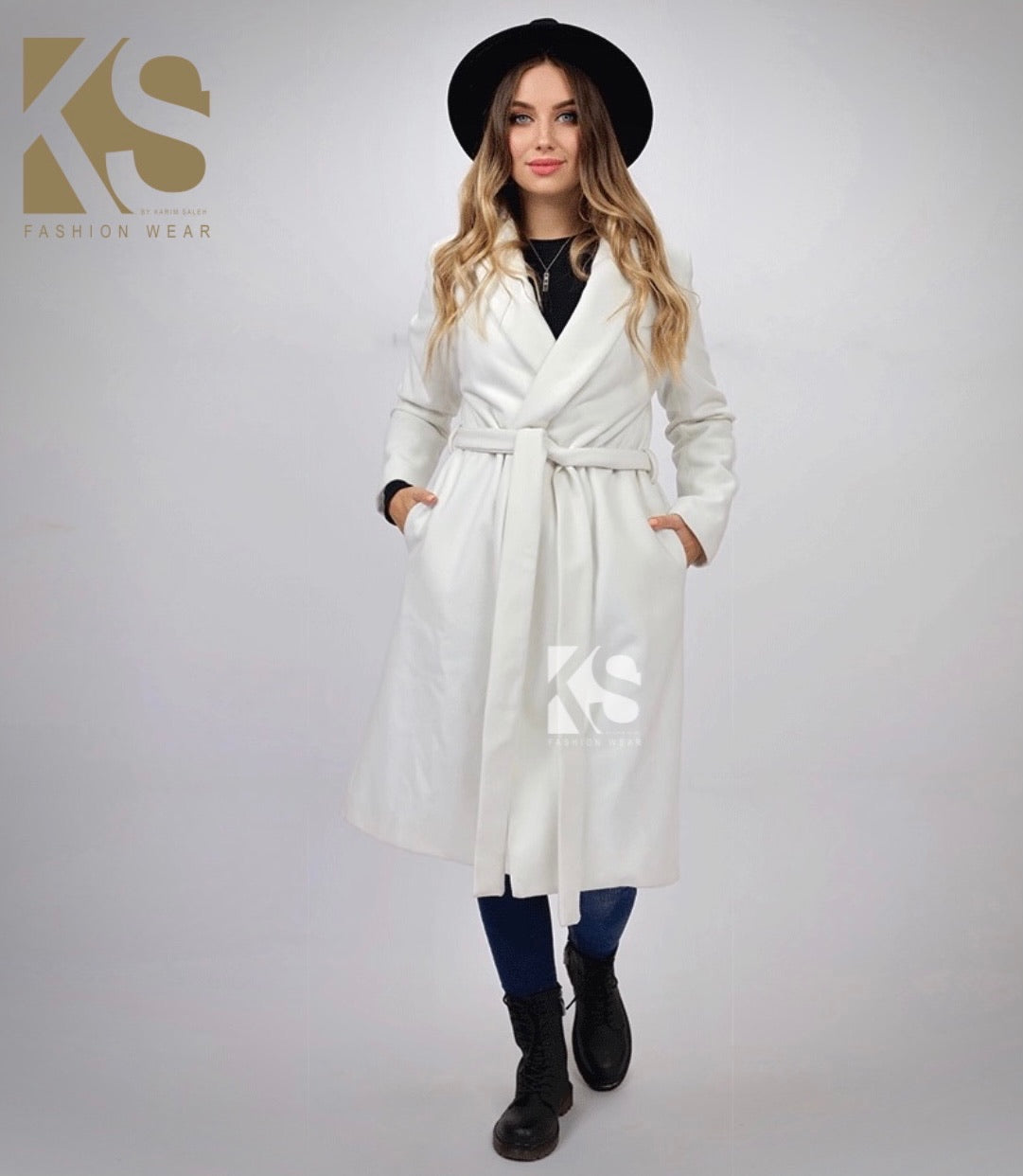 Wrapped Belted Coat - White