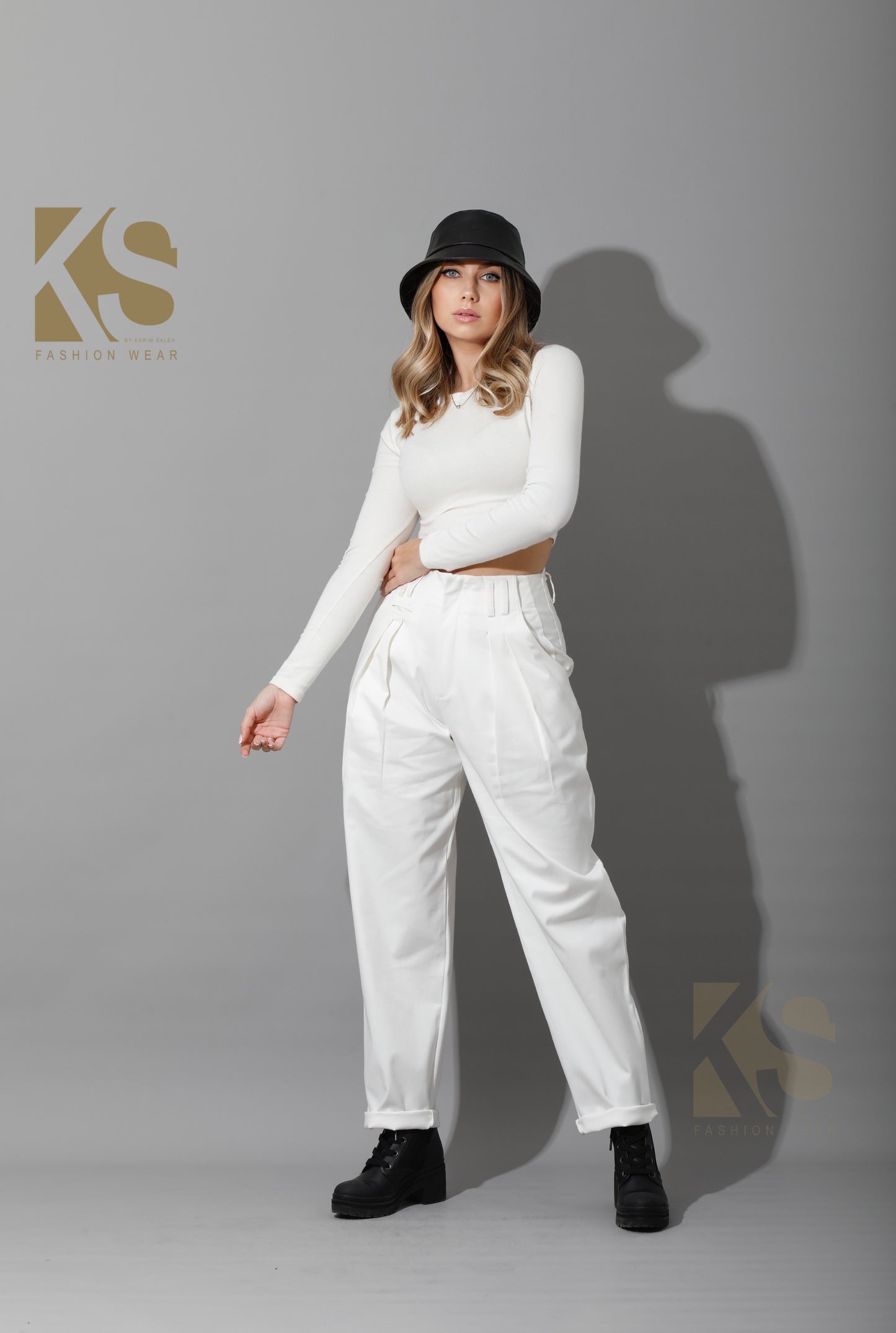 High Rise Paper-Bag Pants - OffWhite