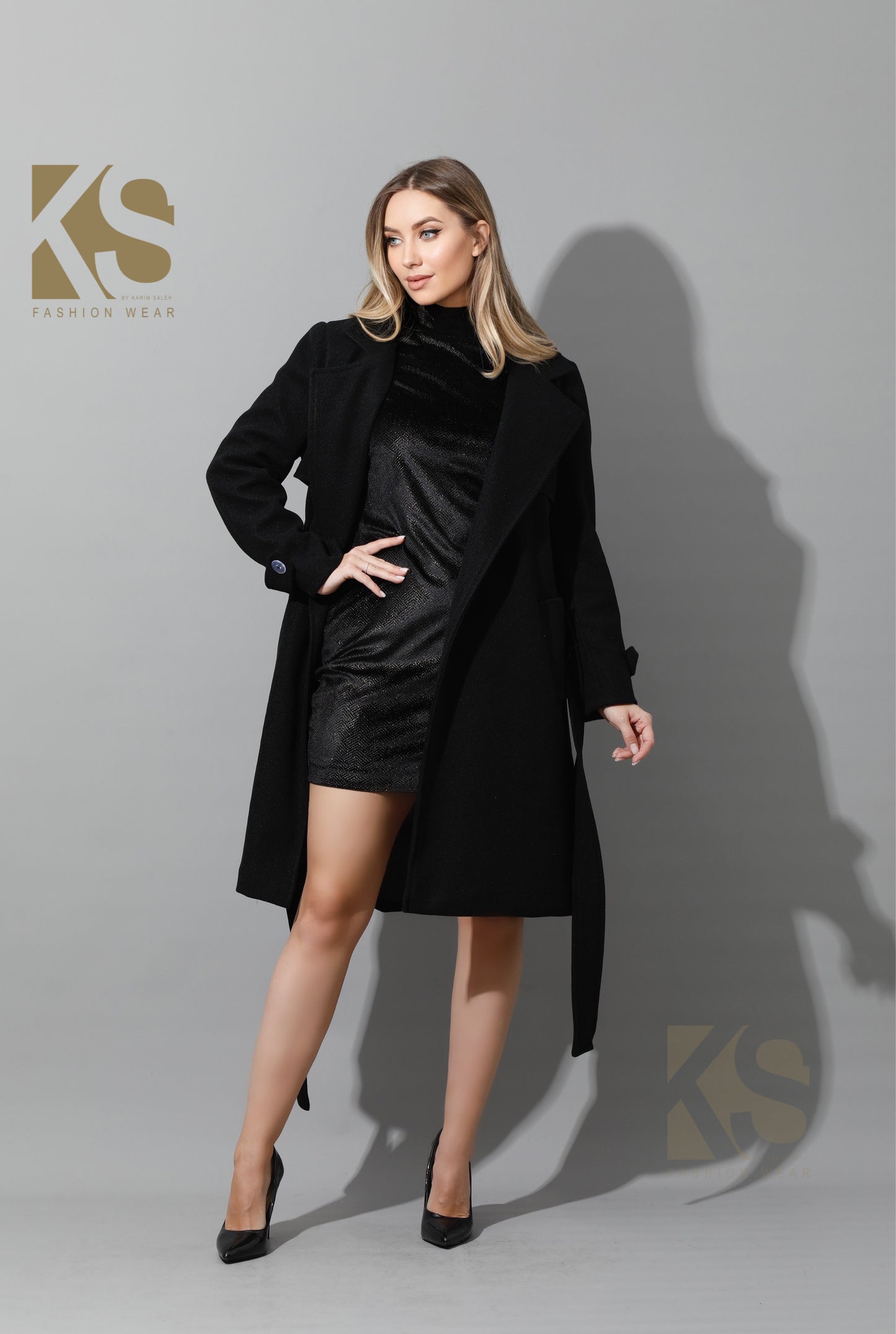 Wrapped Belted trench Coat - Black