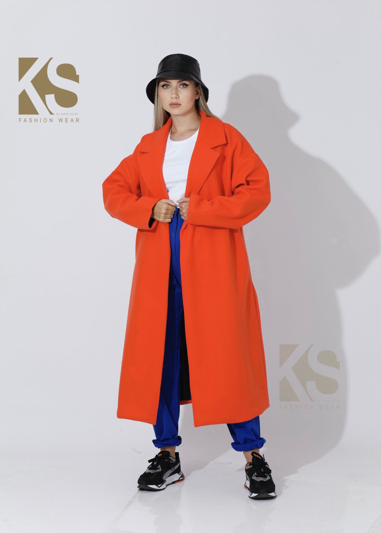 Oversized Wrapped Coat - Orange