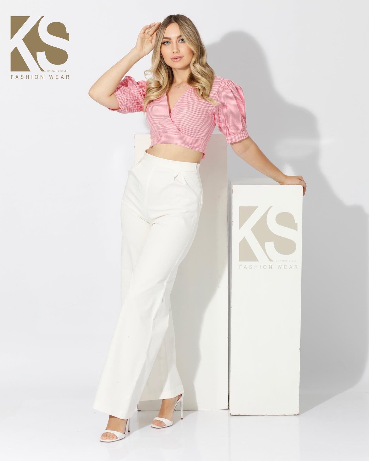 Pleated wide leg pants - White