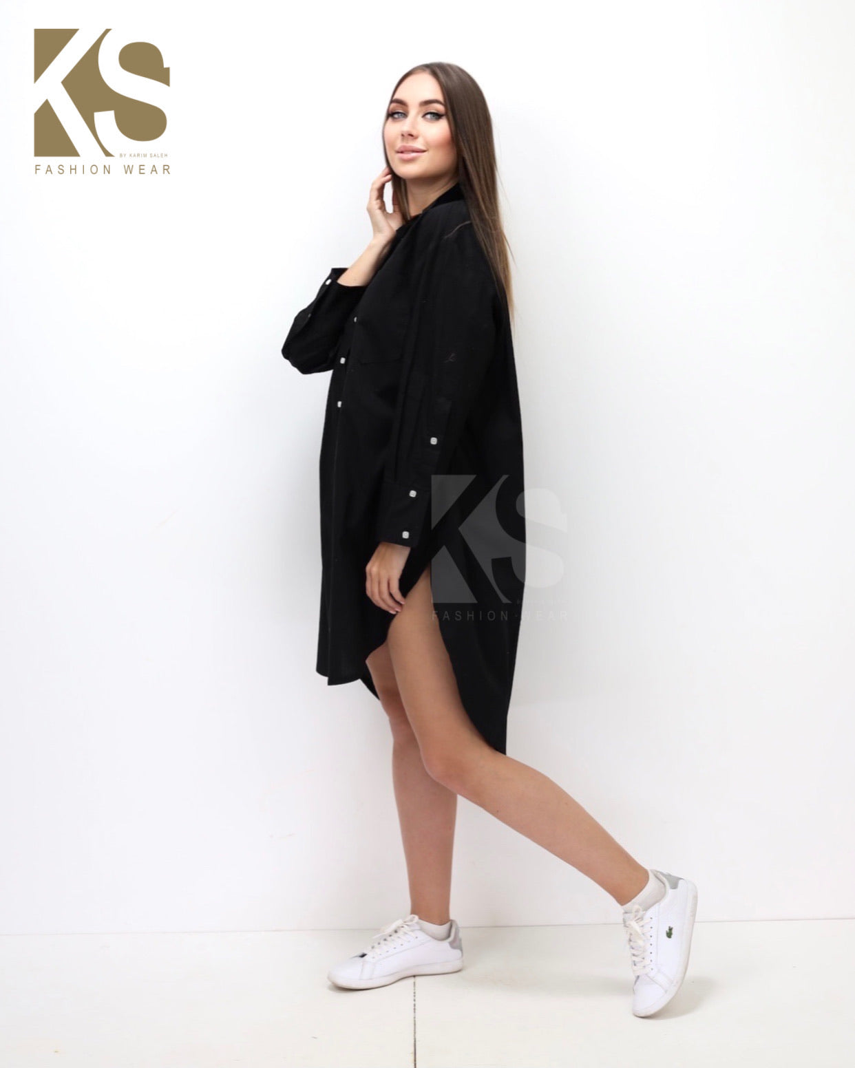 Oversized Shirt Dress - Black