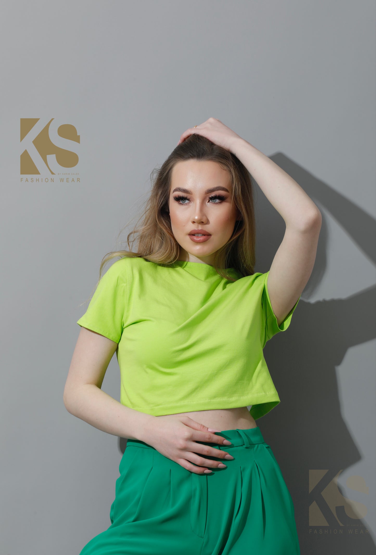Half Sleeves Top - Lime Green