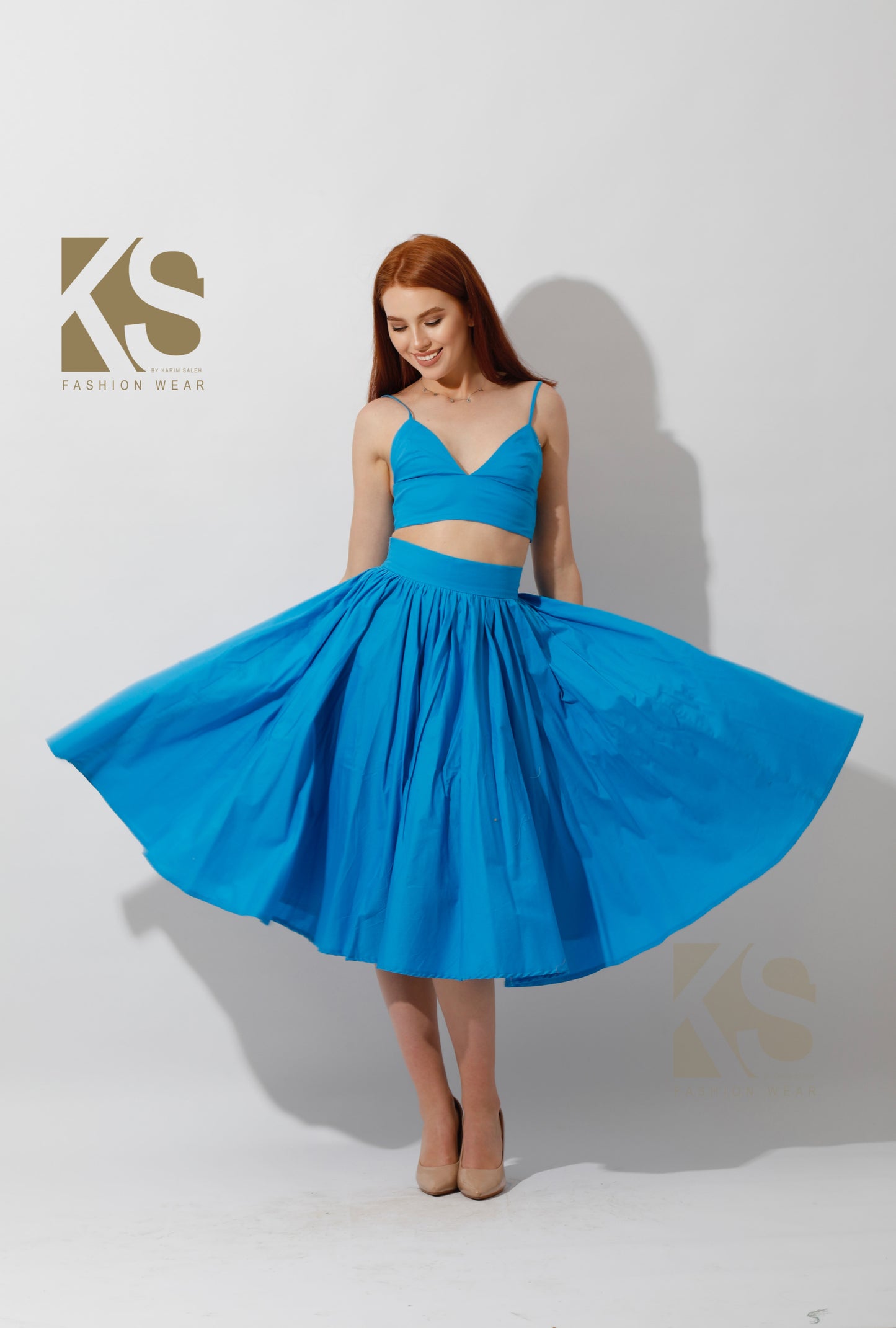 Co-Ord Flared Skirt - Blue