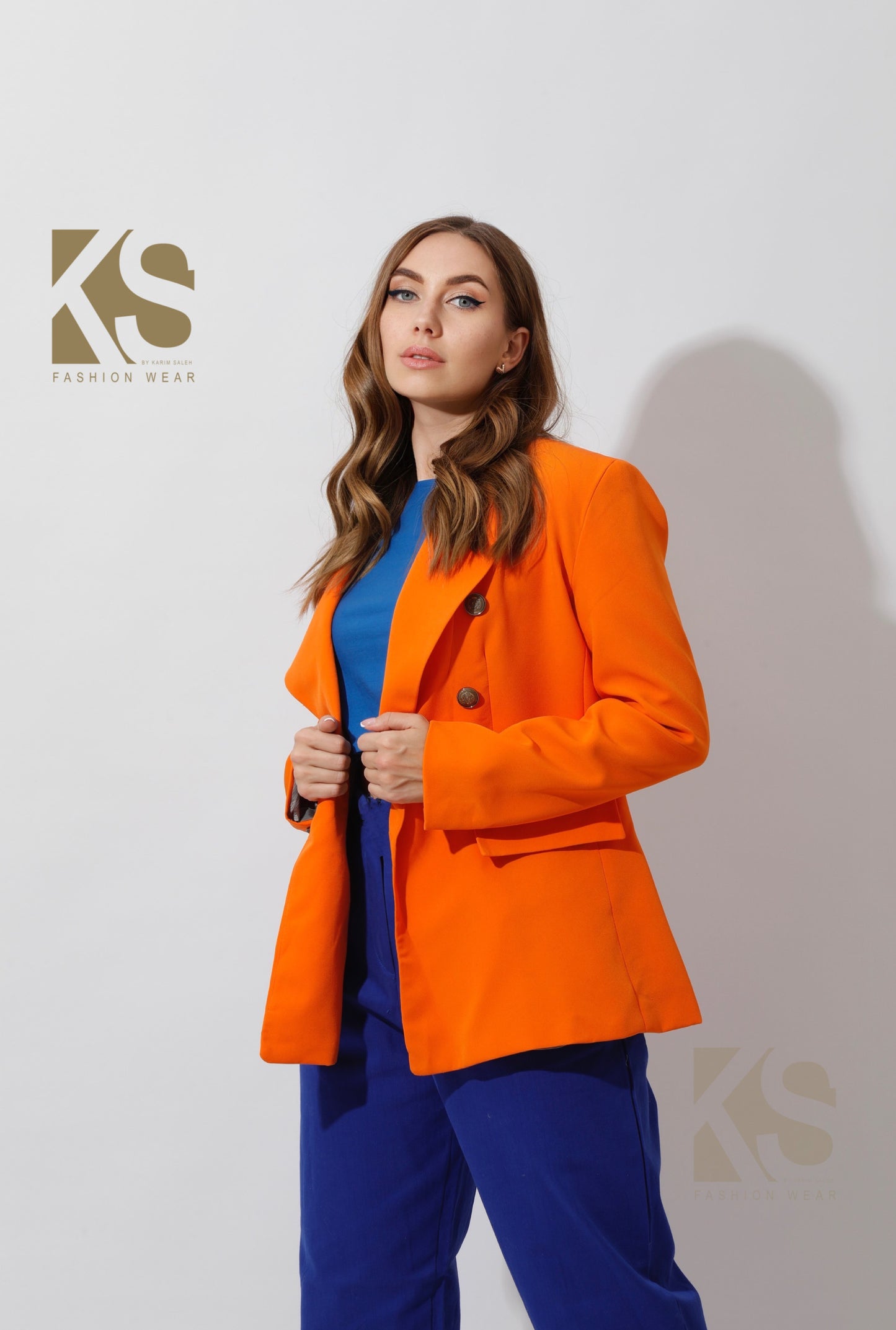 Double Breasted Blazer - Orange