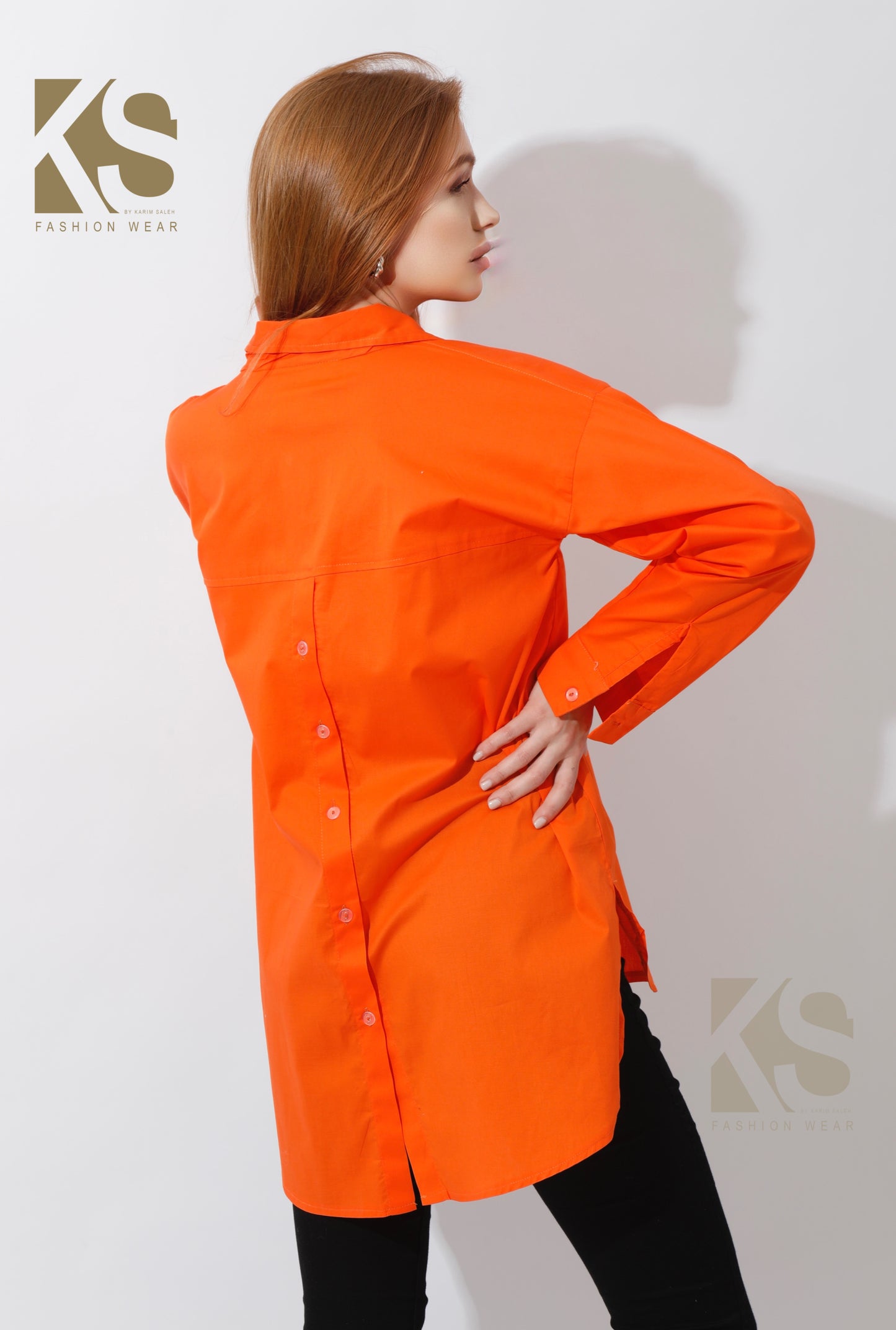 Buttons Back Shirt - Orange