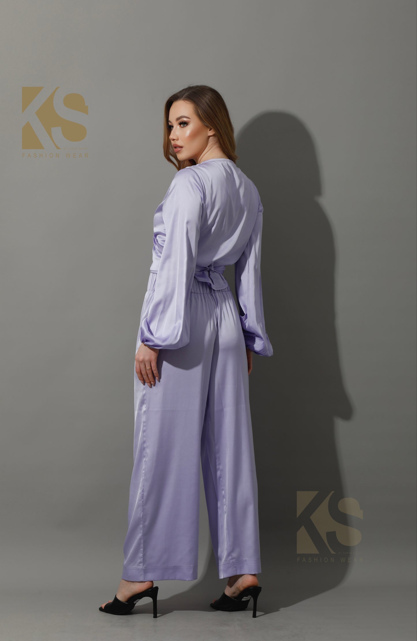 Wide Leg Trousers - Lavender Purple