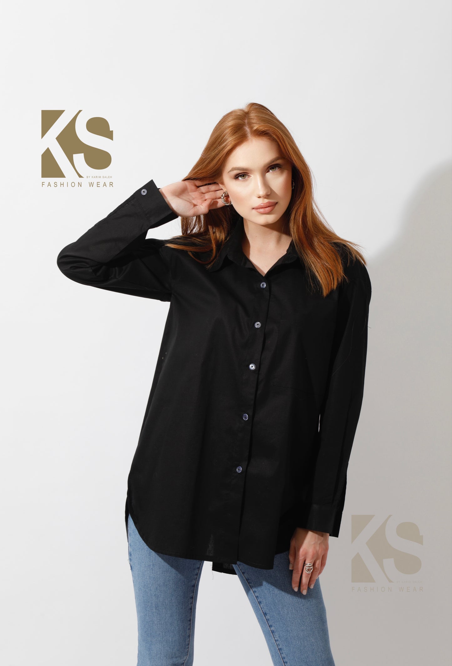 Buttons Back Shirt - Black
