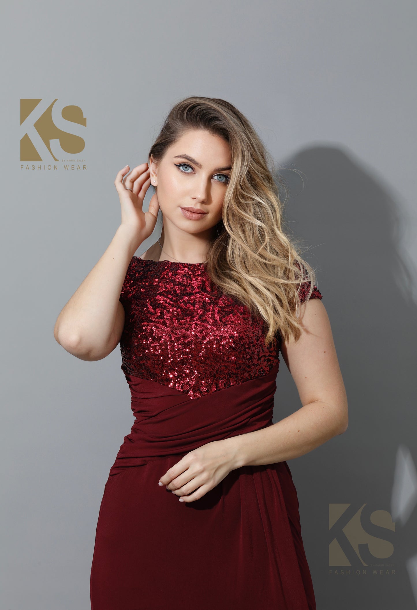 KOMA Designs : Sequins Maxi Dress - Maroon